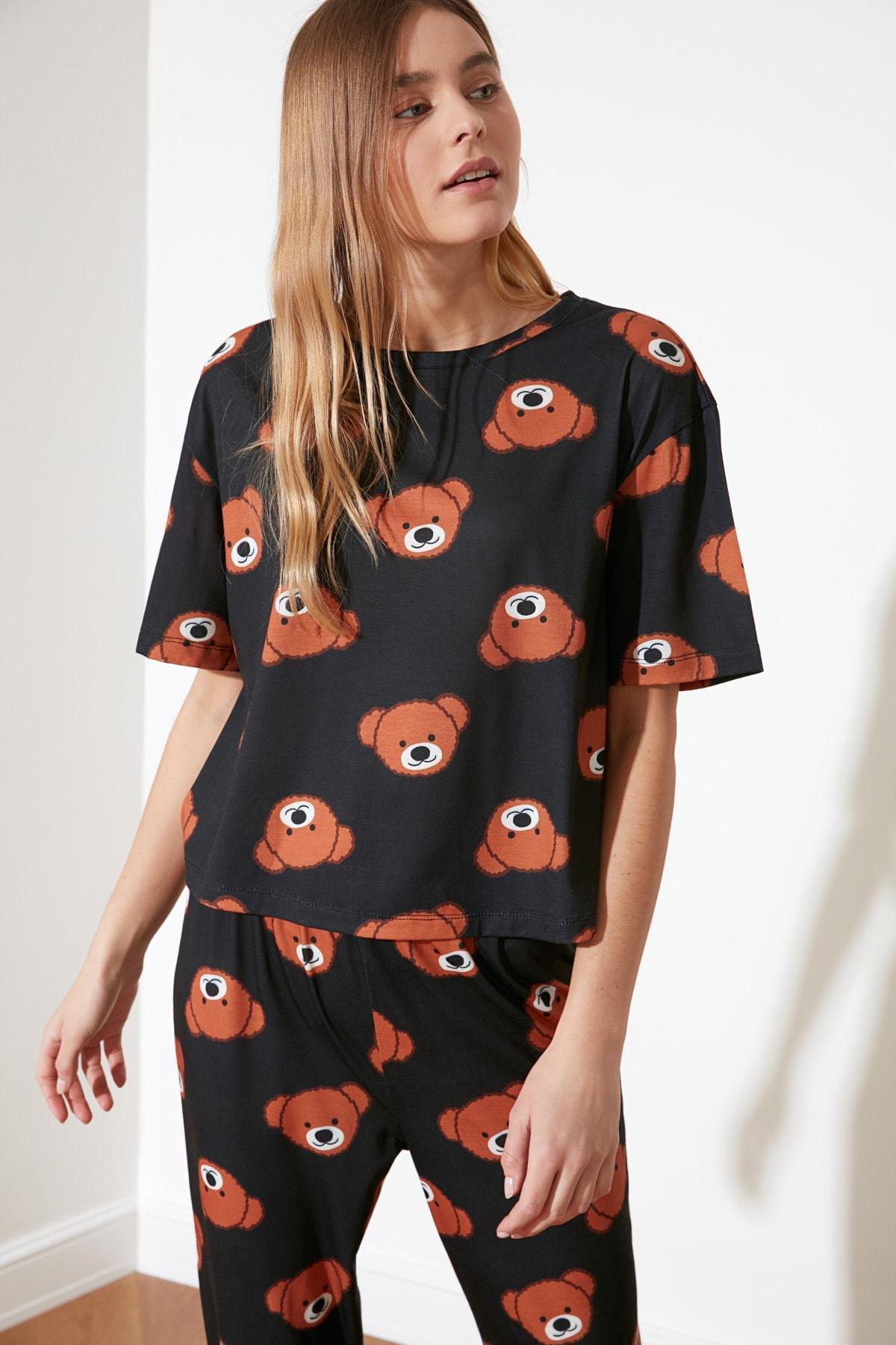 Black Printed Pyjama Set, , large image number 5