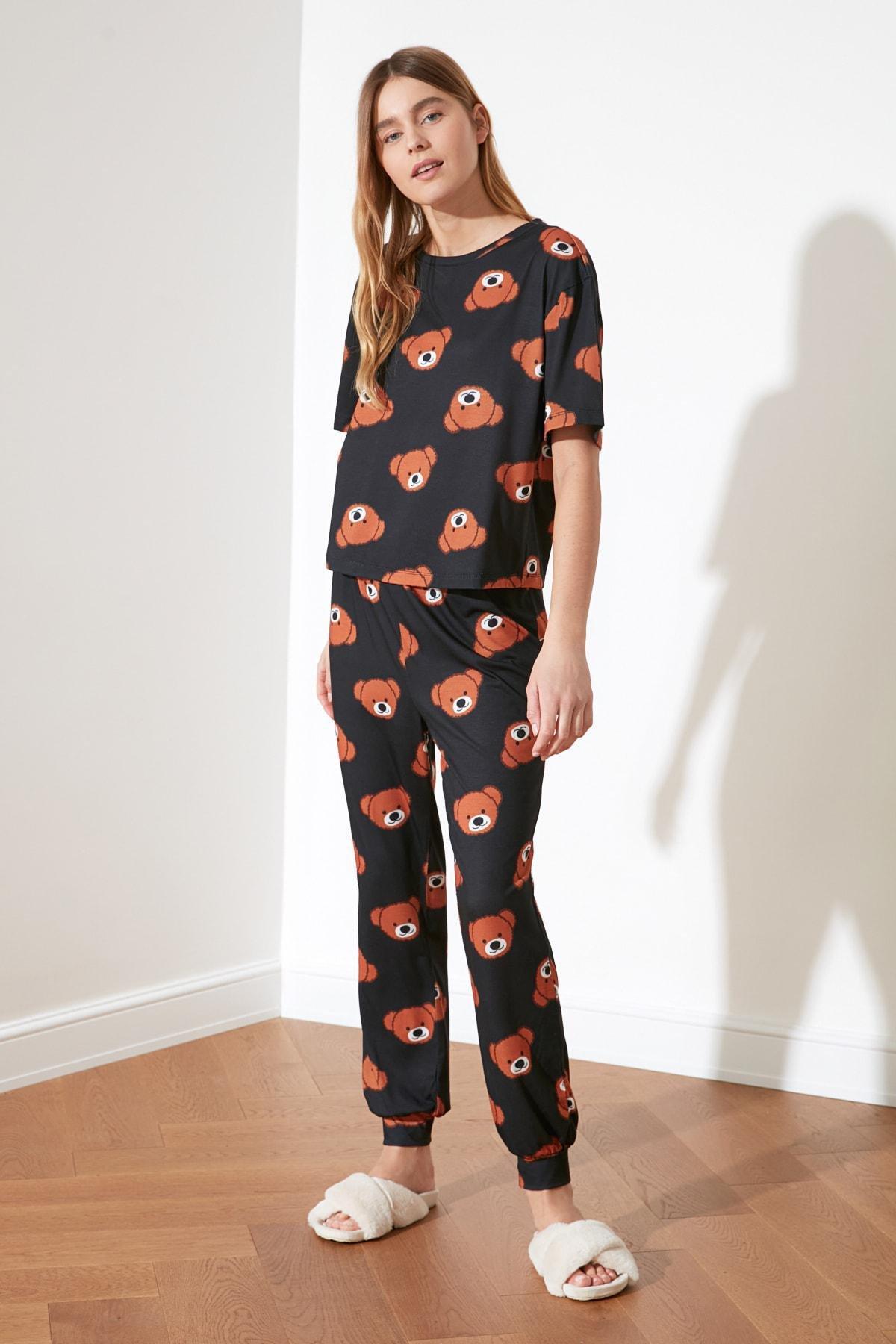 Black Printed Pyjama Set, , large image number 6
