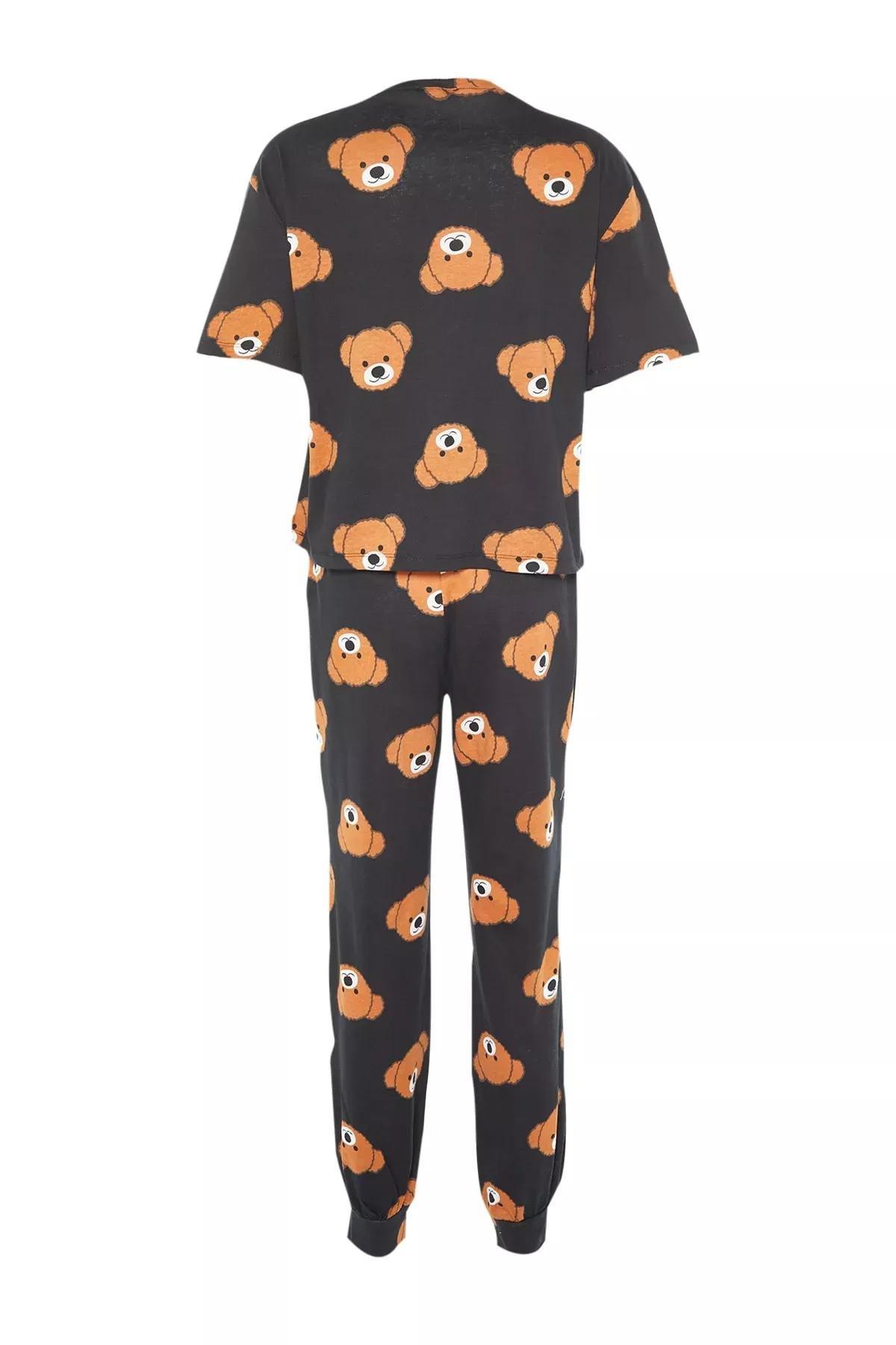 Black Printed Pyjama Set, , large image number 6