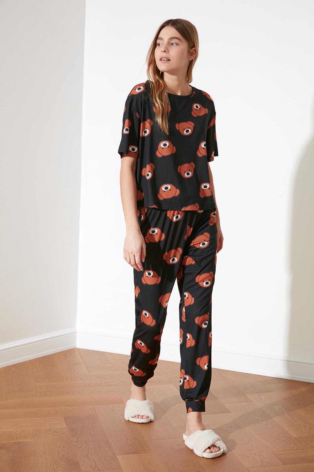 Black Printed Pyjama Set, , large image number 7