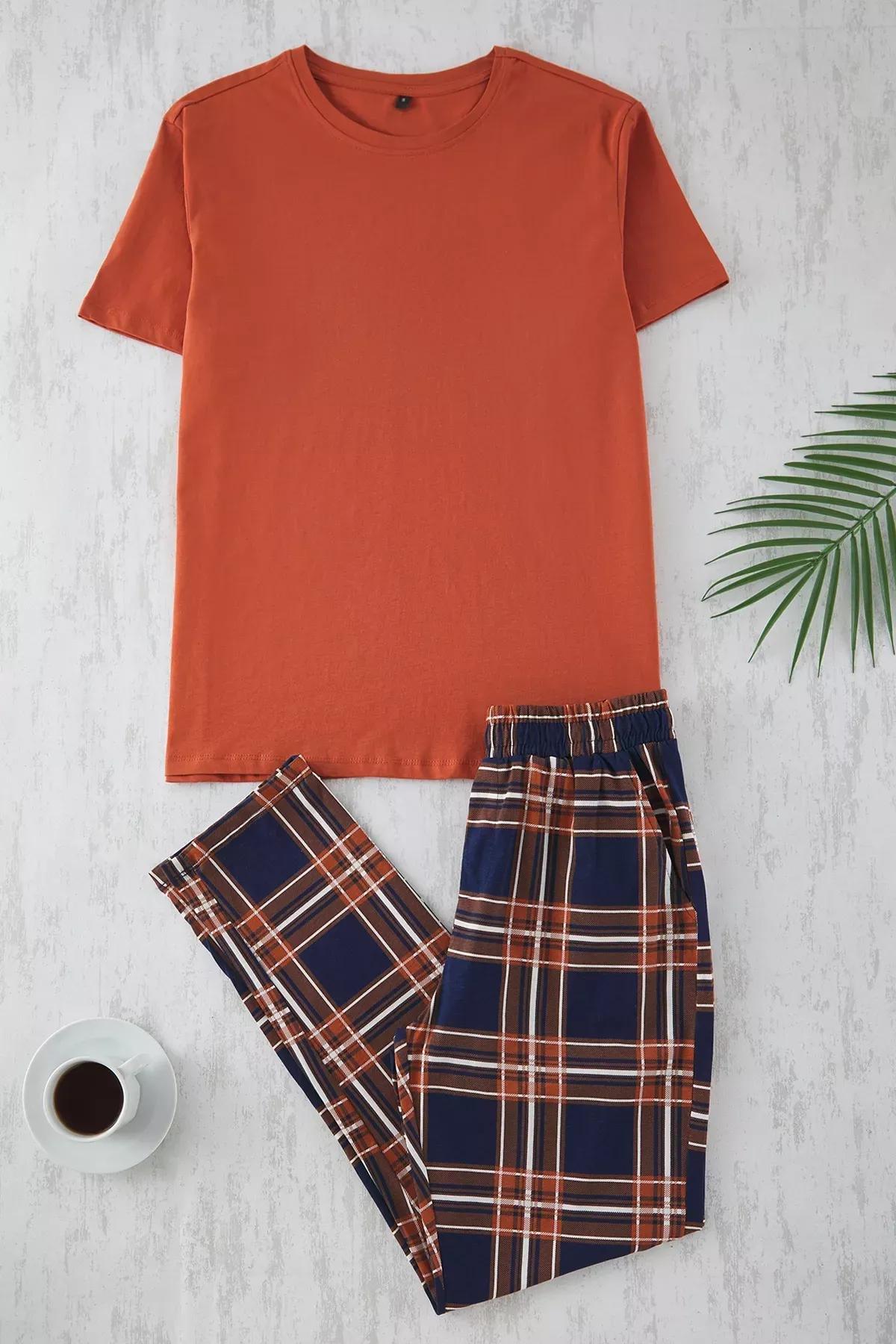 Navy Plaid Pajama Set, , large image number 0