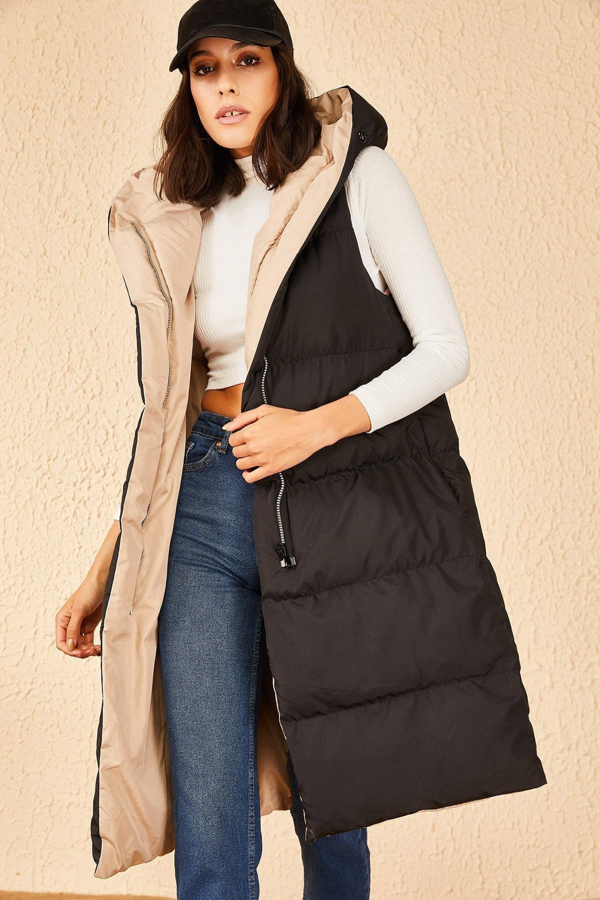 Black Reversible Sleeveless Puffer Vest, , large image number 0