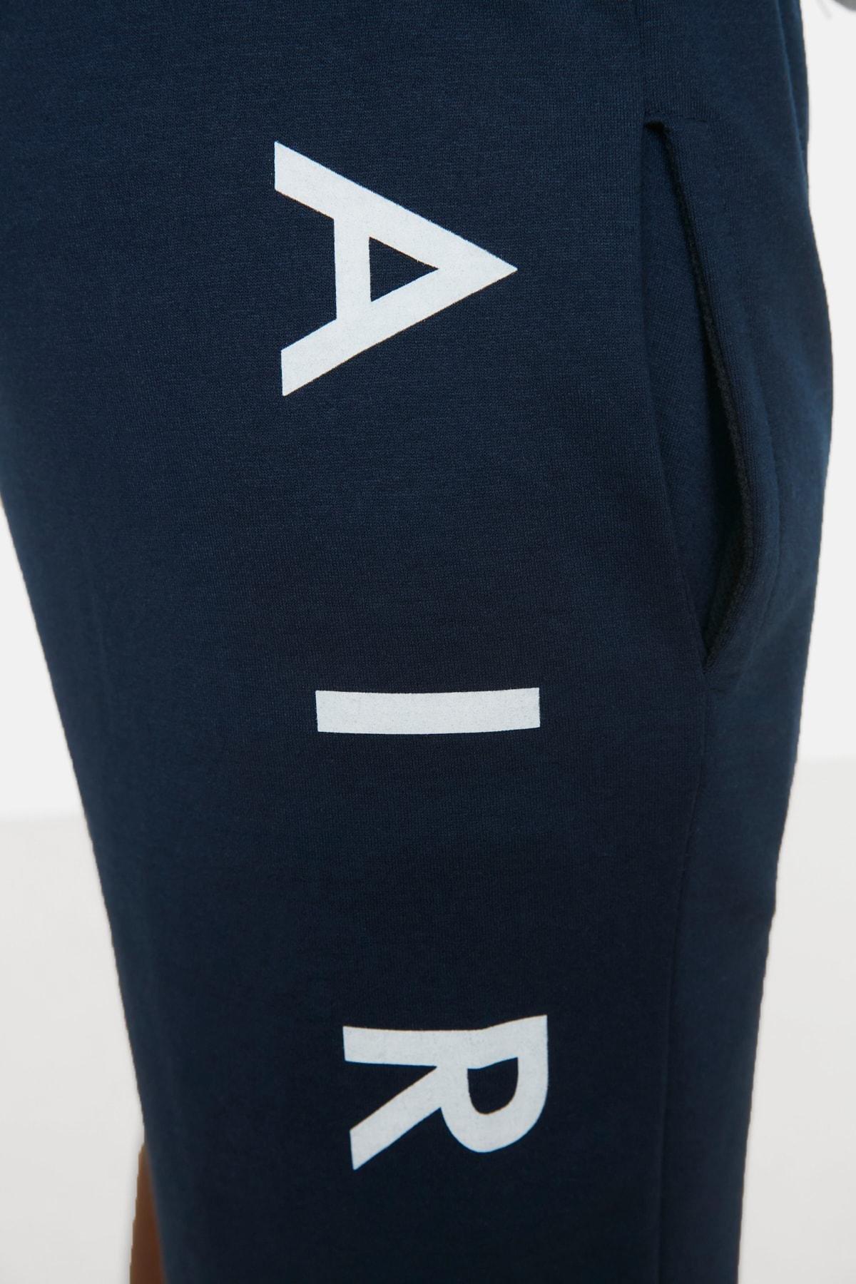 Navy Printed Mid Waist Shorts, , large image number 7