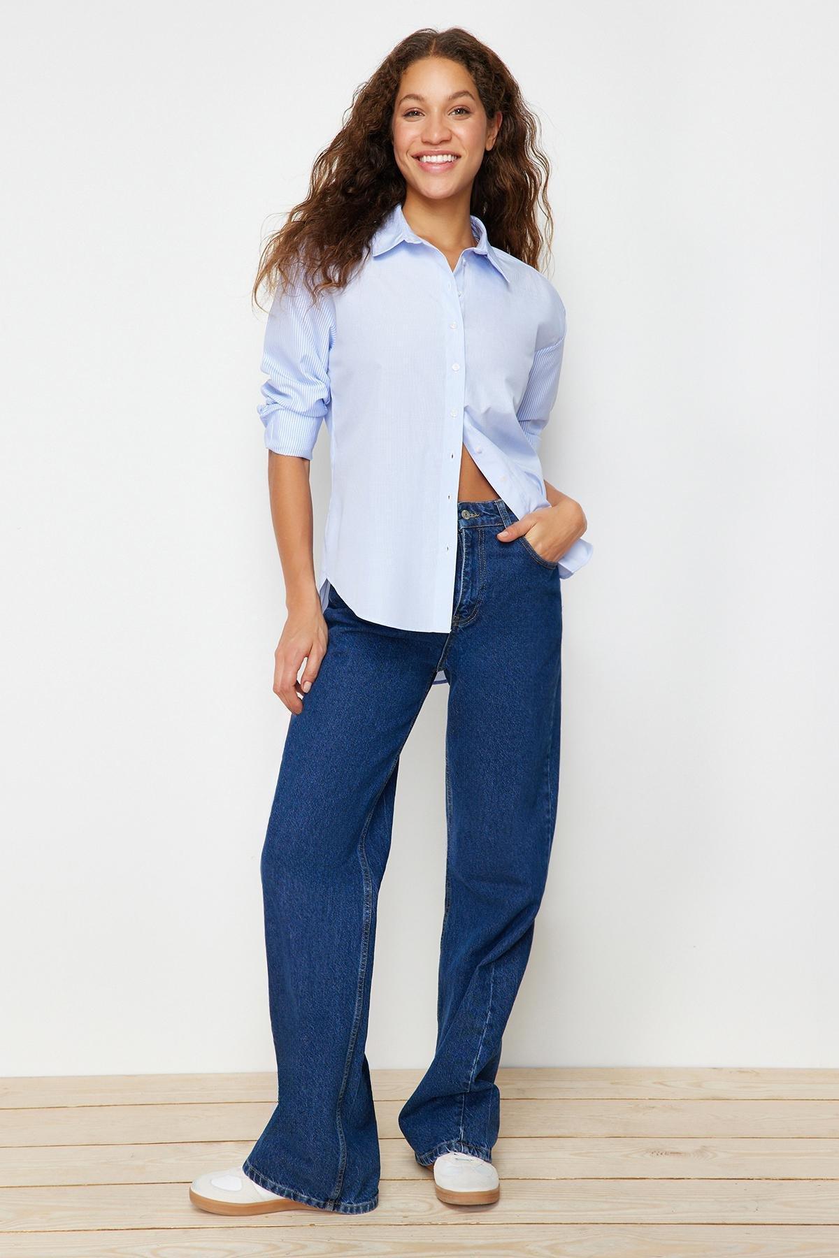 قميص بقصة فضفاضة، أزرق, Dark blue, large image number 1