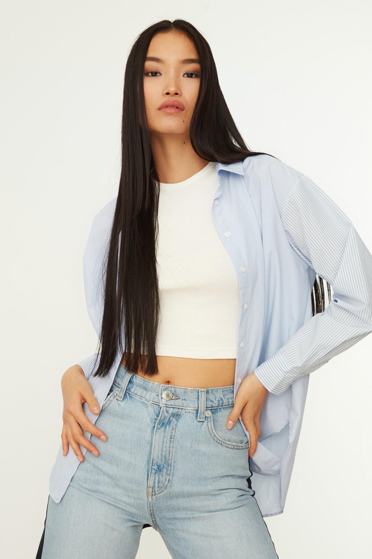 قميص بقصة فضفاضة، أزرق, Dark blue, large image number 2