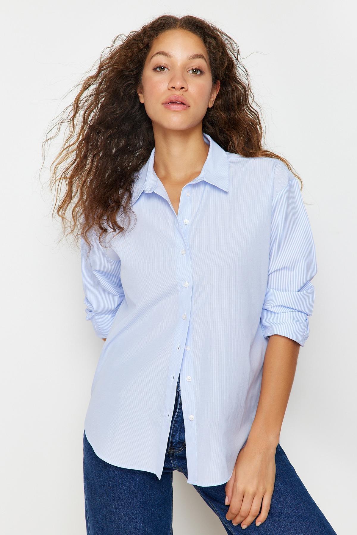 قميص بقصة فضفاضة، أزرق, Dark blue, large image number 3