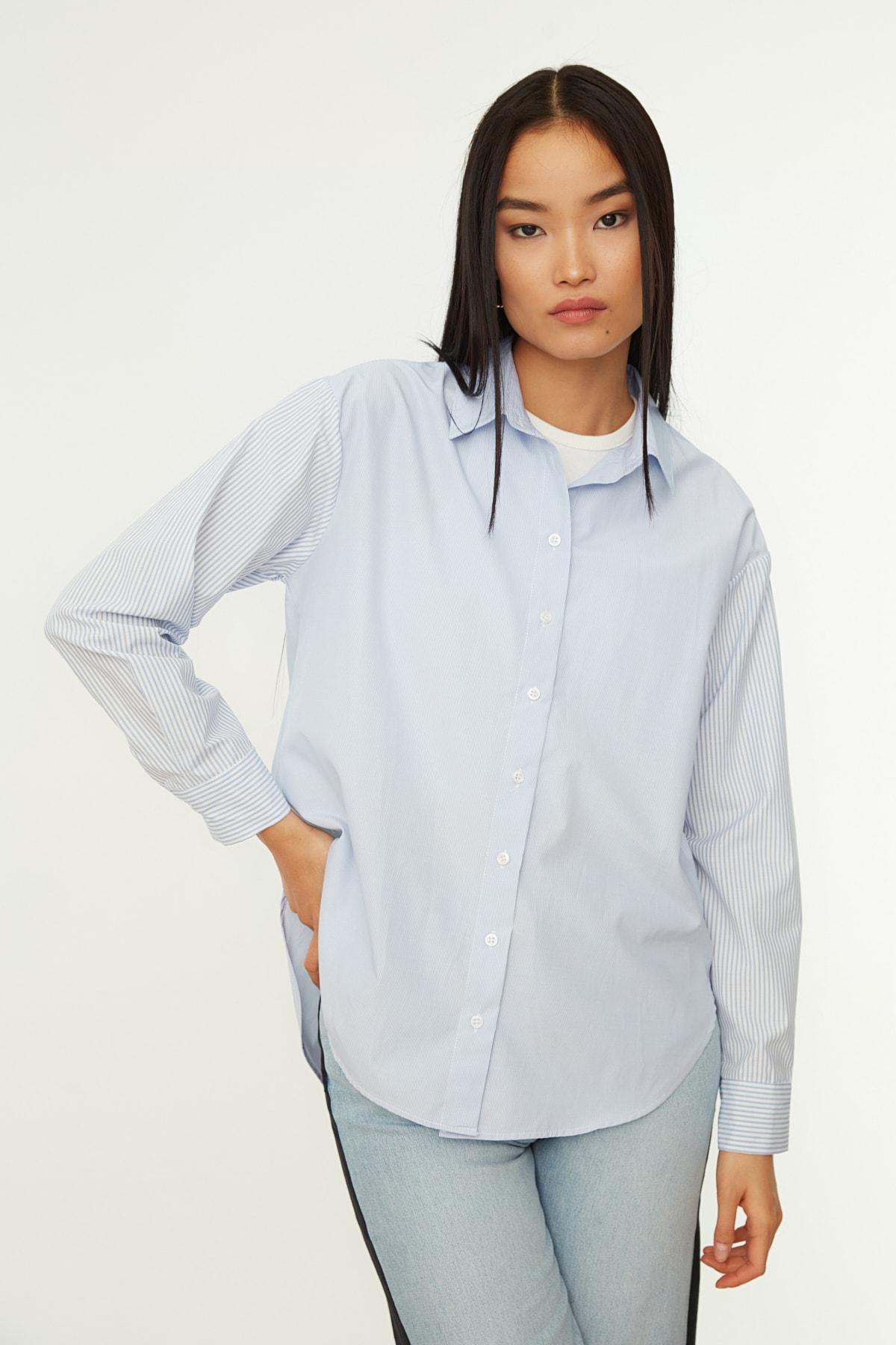 قميص بقصة فضفاضة، أزرق, Dark blue, large image number 4