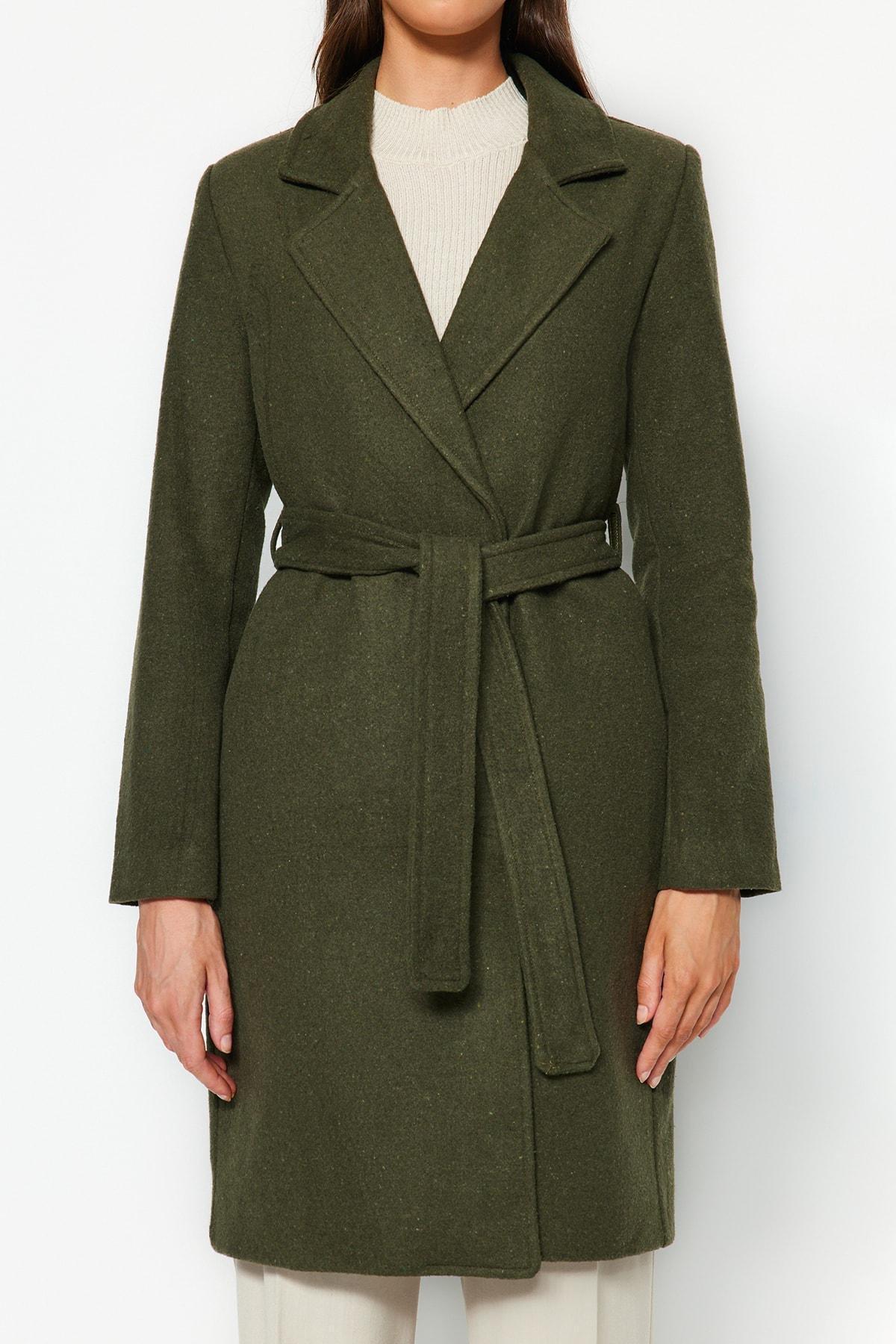 Khaki Basic Coat, , large image number 4