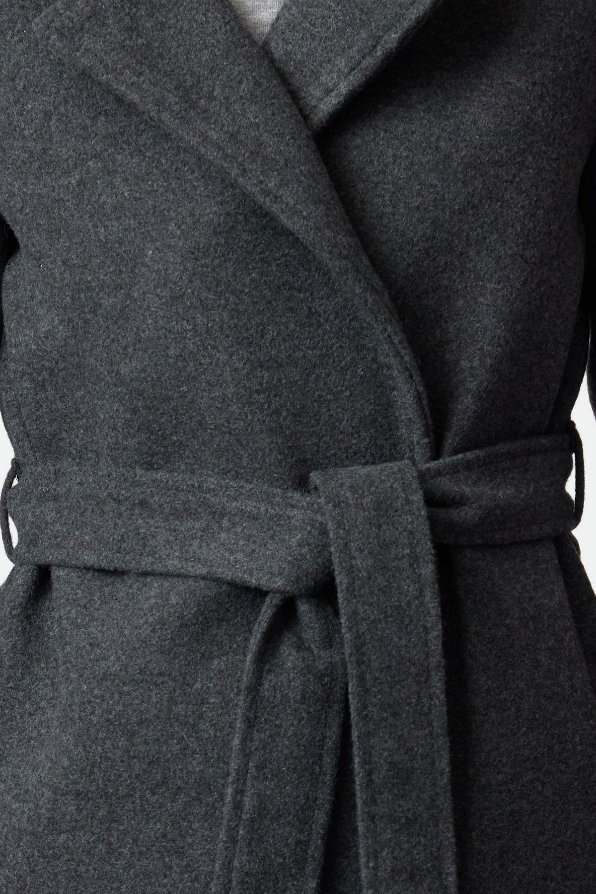 Anthracite Belted Long Wool Cashmere Coat TWOAW20KB0033, single, , large image number 2