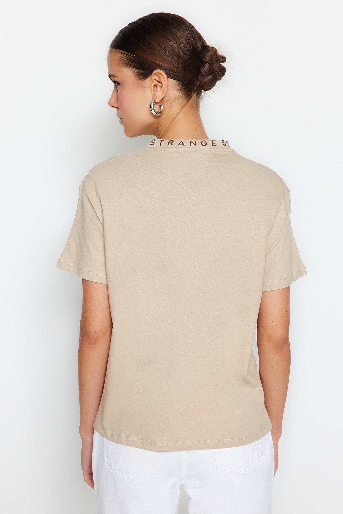 Beige Regular Tshirt, , large image number 5