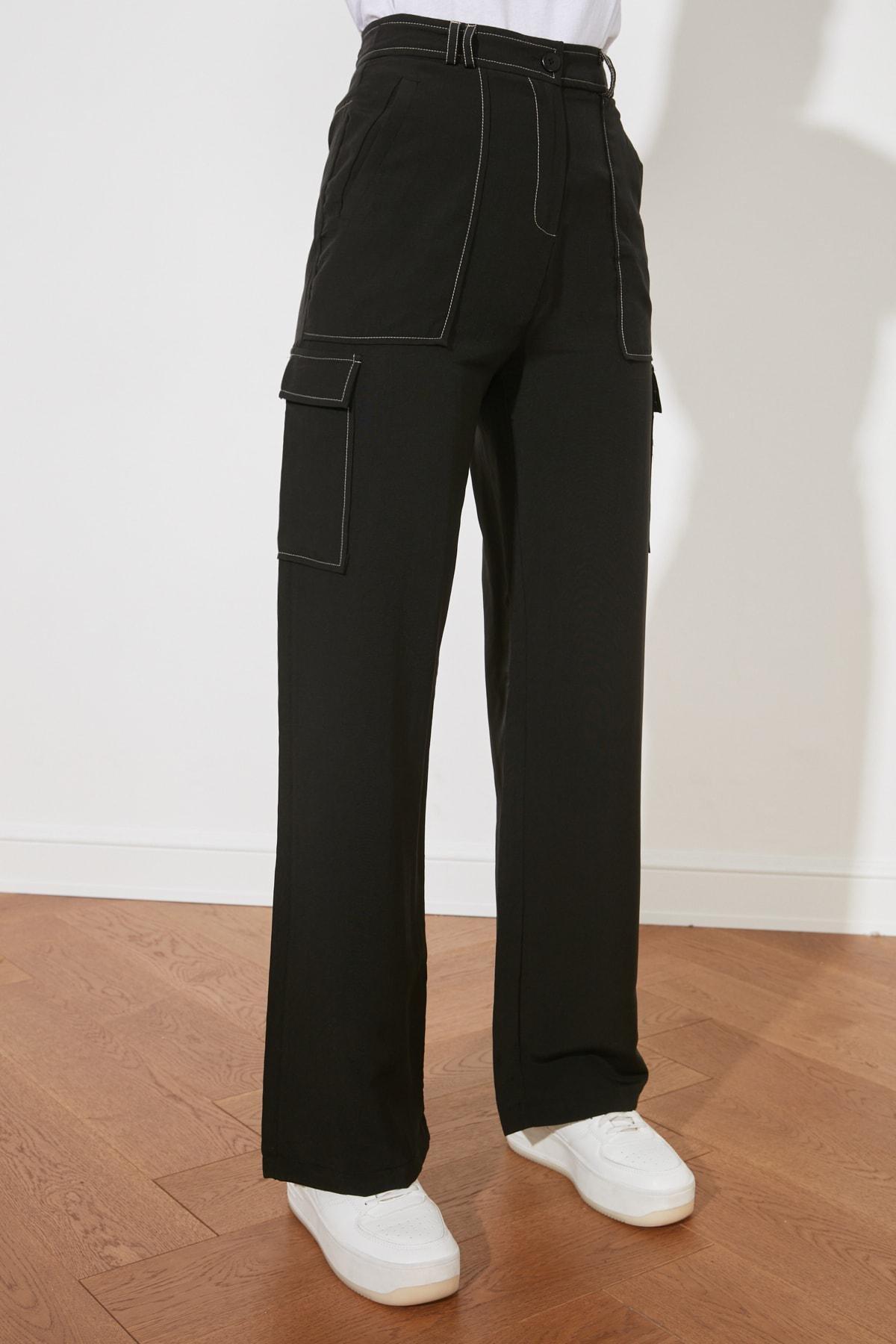 Black Cargo High Waist Pants, , large image number 5