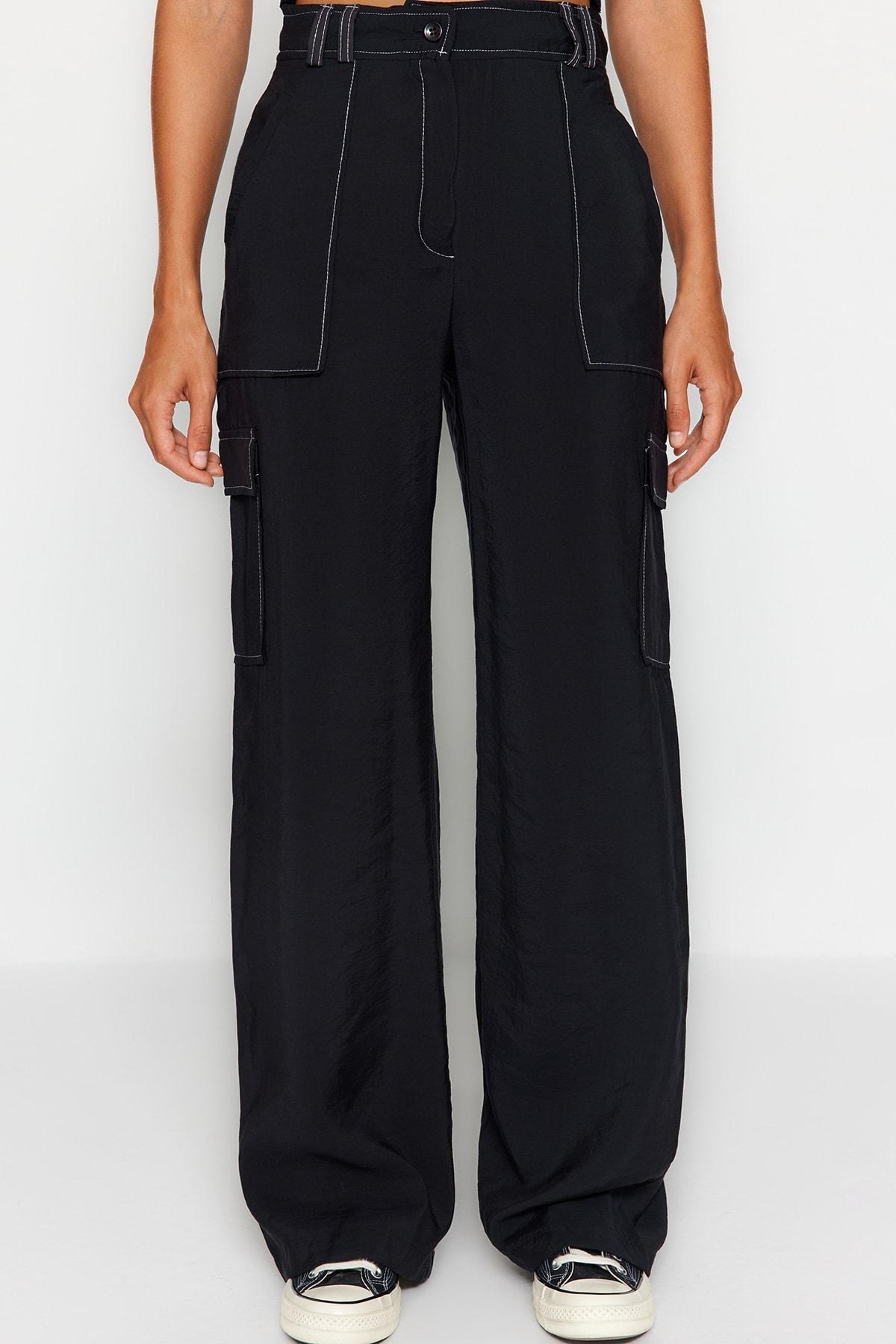 Black Cargo High Waist Pants, , large image number 6