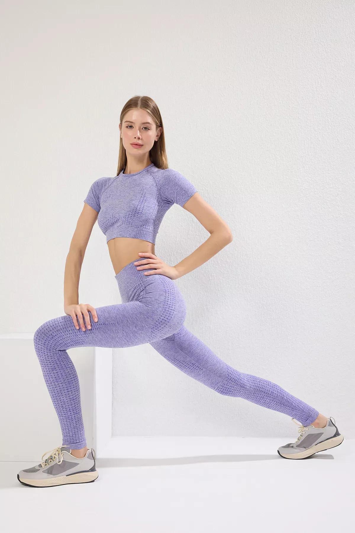 ليجينز رياضي بخصر مرتفع، كاكي, Purple, large image number 2