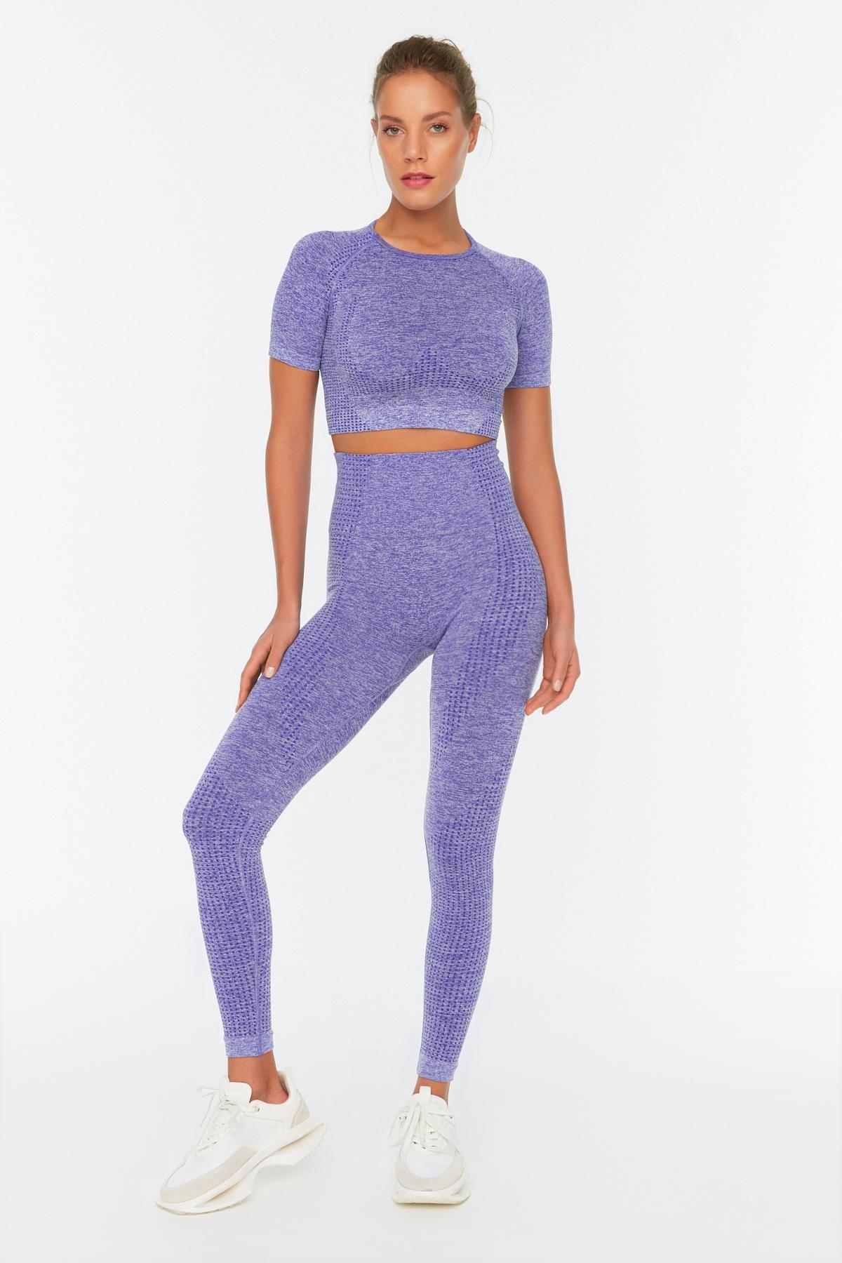 Purple High Waist Sports Leggings, , large image number 3