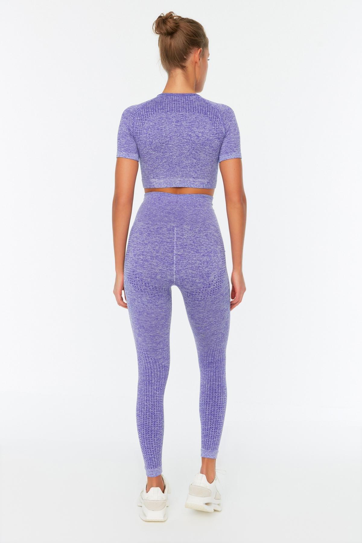 Purple High Waist Sports Leggings, , large image number 4