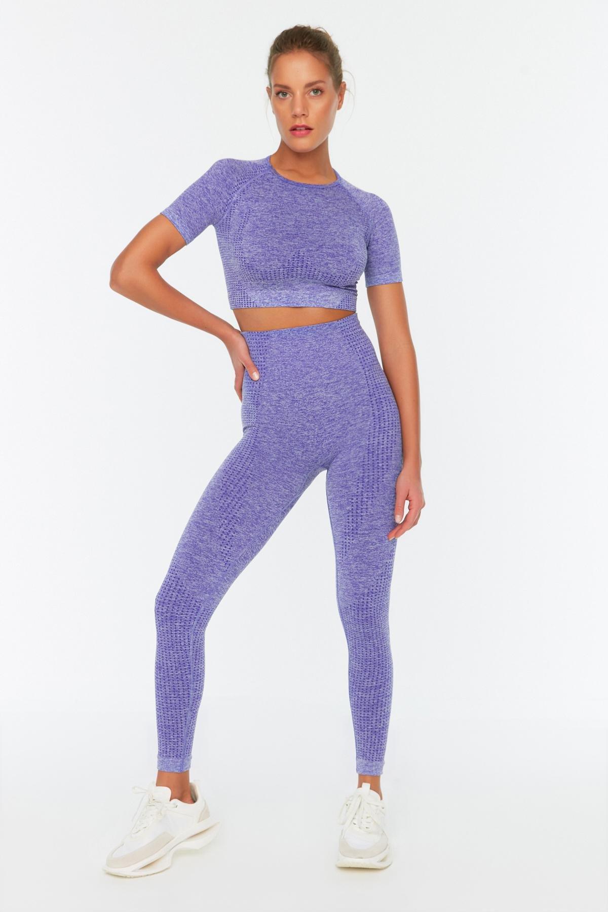 Purple High Waist Sports Leggings, , large image number 5