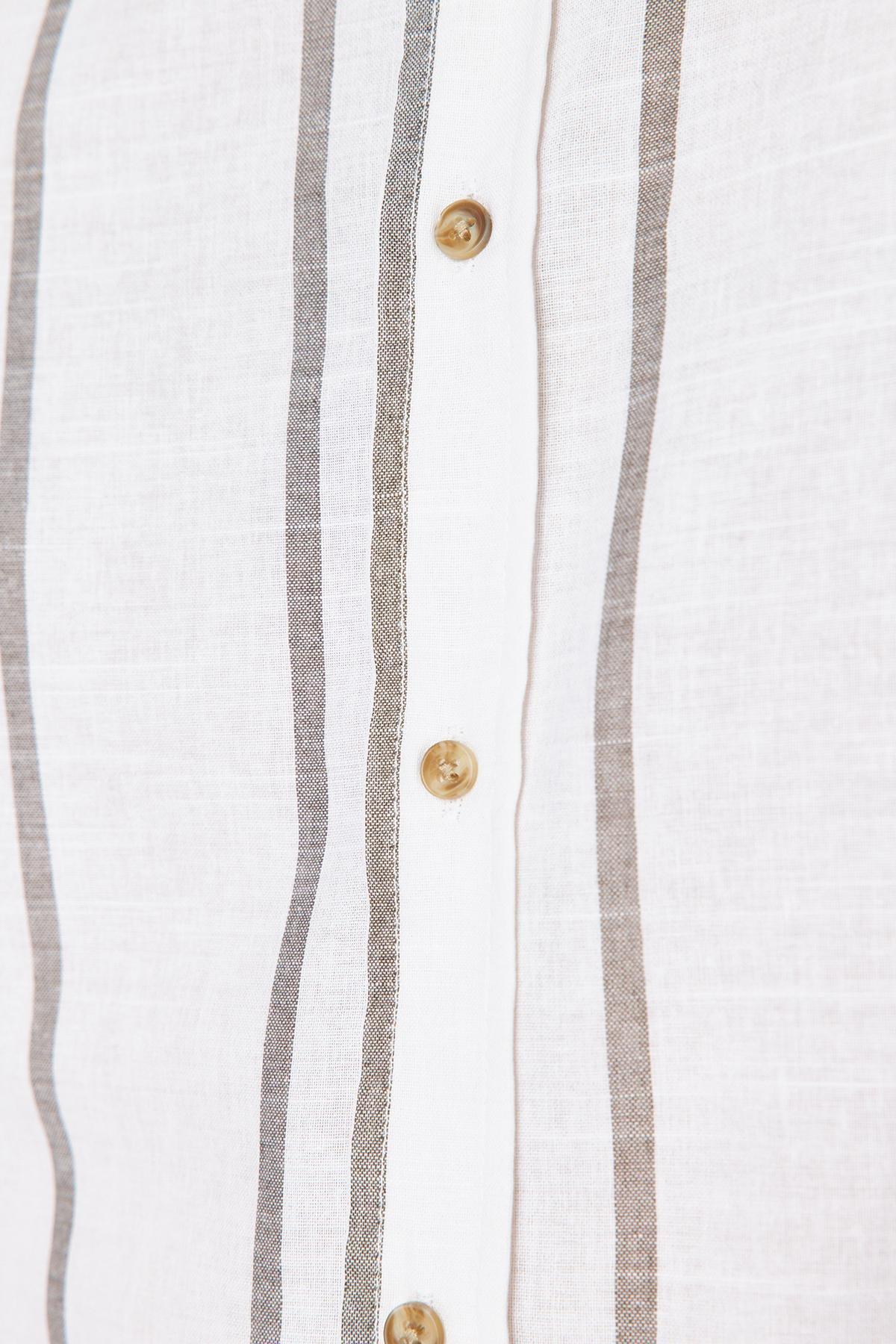 Khaki Striped Slim Shirt, , large image number 5