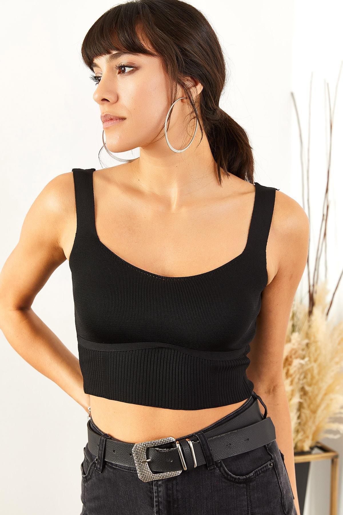Black Knitwear Blouse With Strap Skirt, BLACK, large image number 0