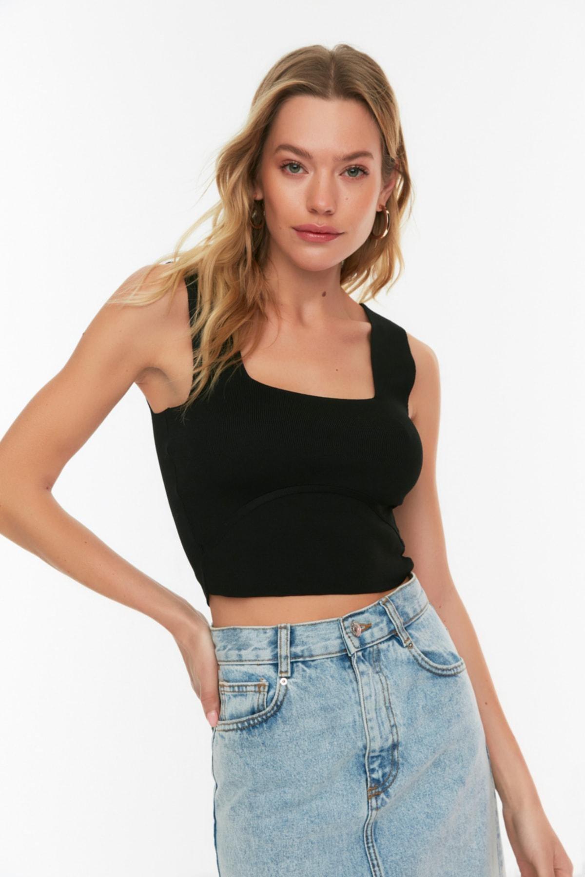 بلوزة بقصة سليم فت، أسود, Black, large image number 3