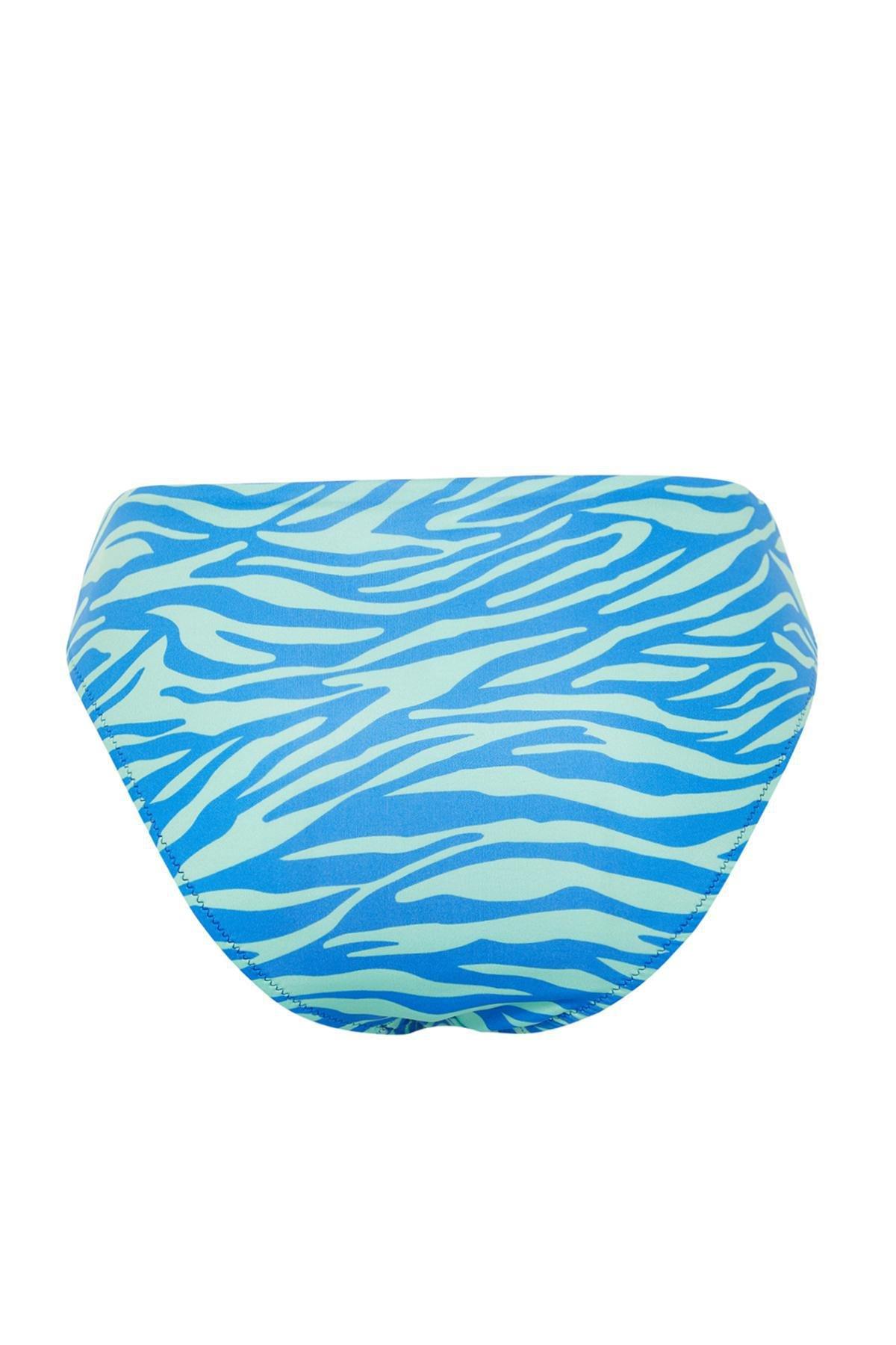 Blue High Waist Bikini Bottom, Blue-Multicolor, medium