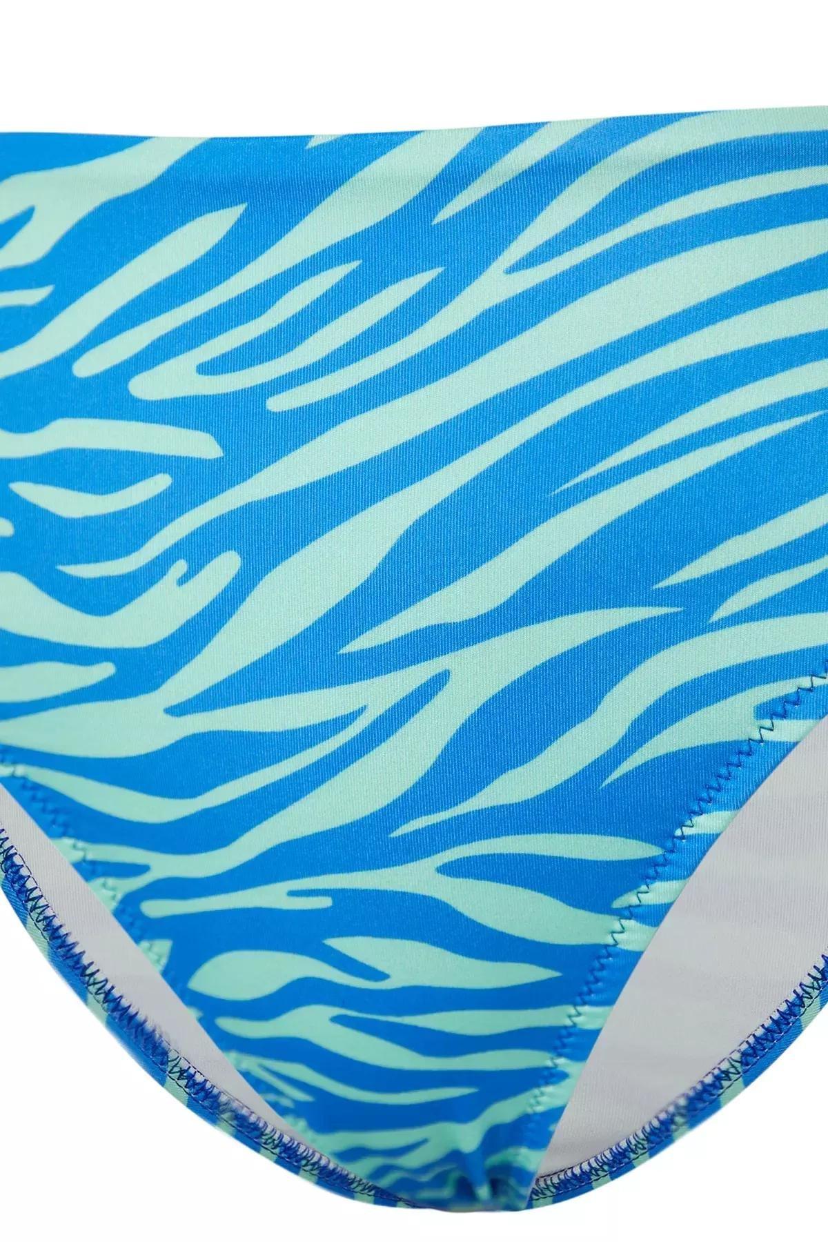 Blue High Waist Bikini Bottom, Blue-Multicolor, medium