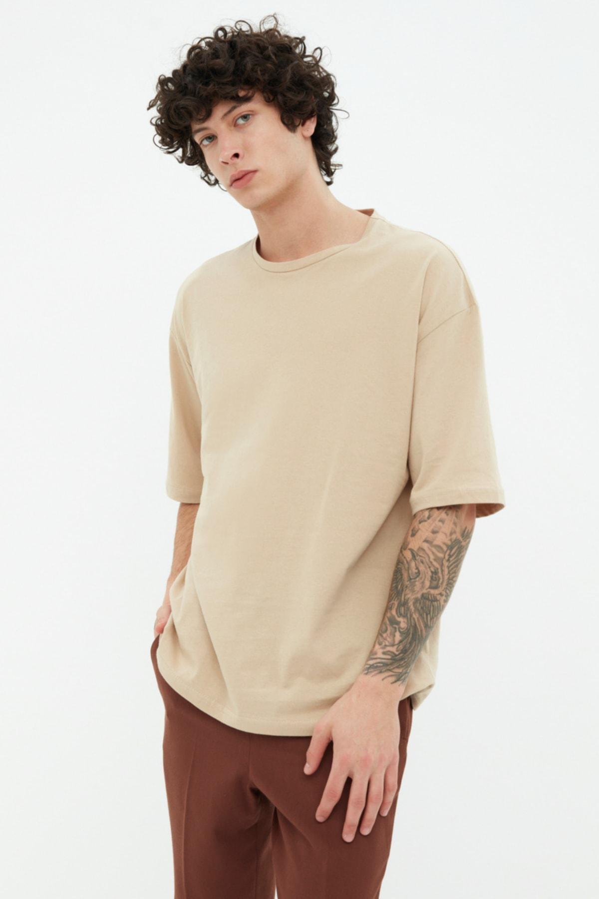 Beige Printed Oversize T-Shirt, , large image number 1