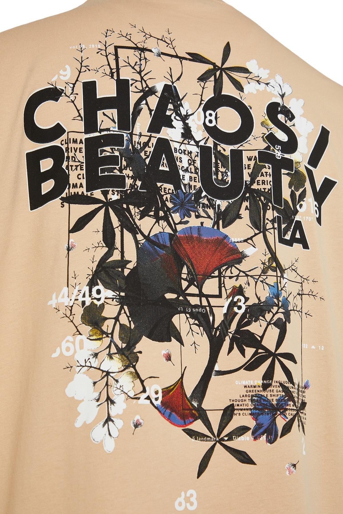 Beige Printed Oversize T-Shirt, , large image number 6