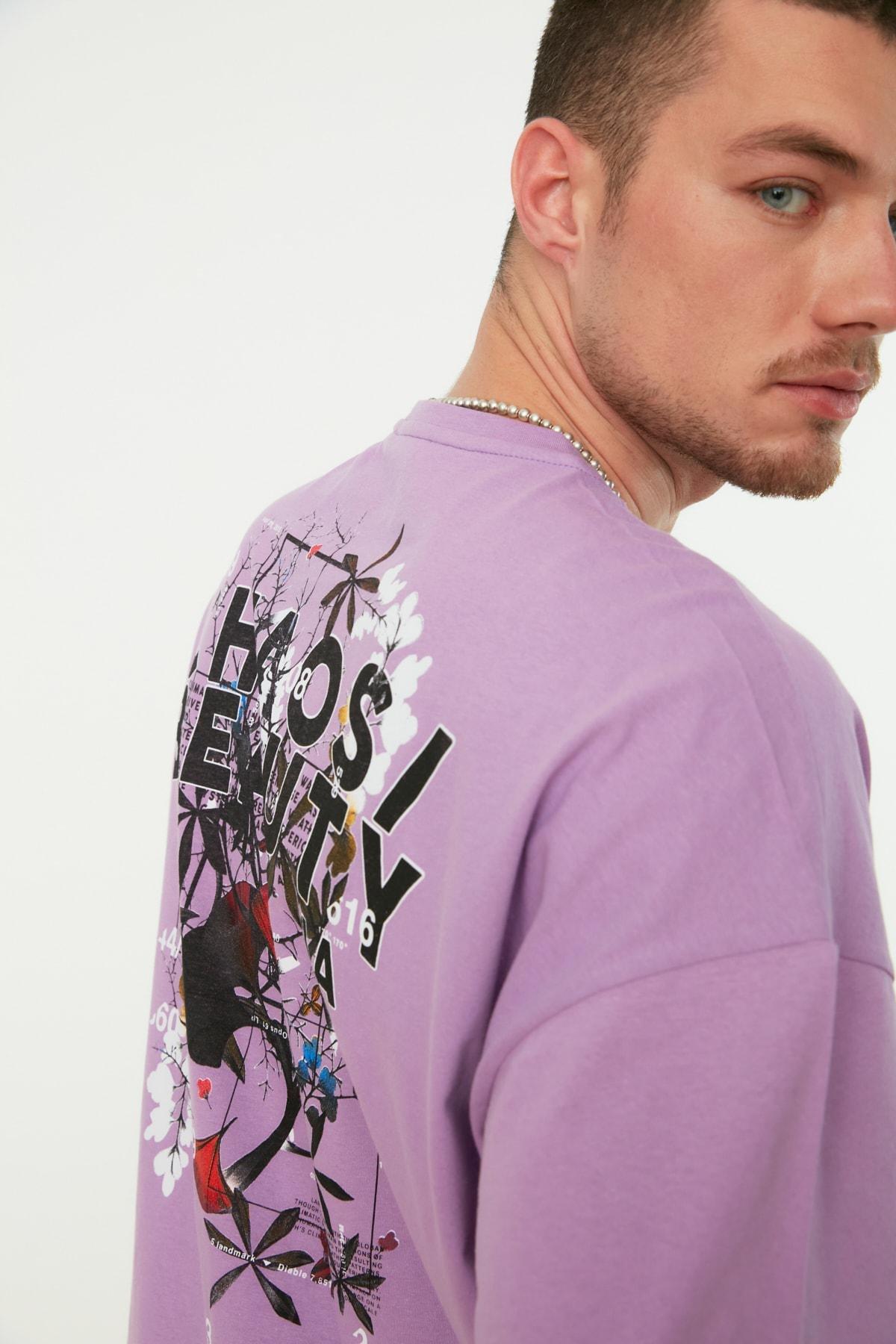 Purple Printed Oversize T-Shirt, , large image number 2