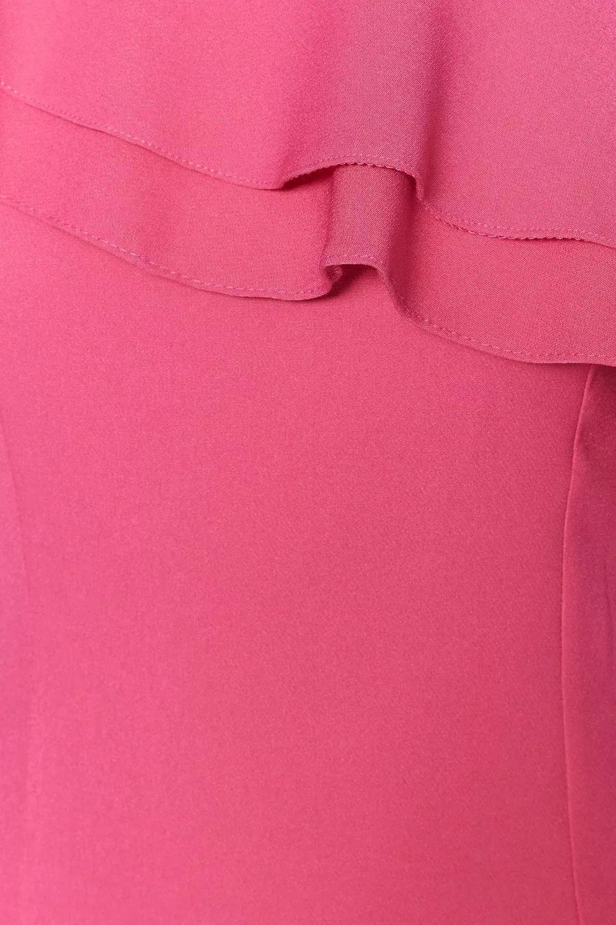 Pink Shift Asymmetrical Collar Dress, Pink, large image number 3