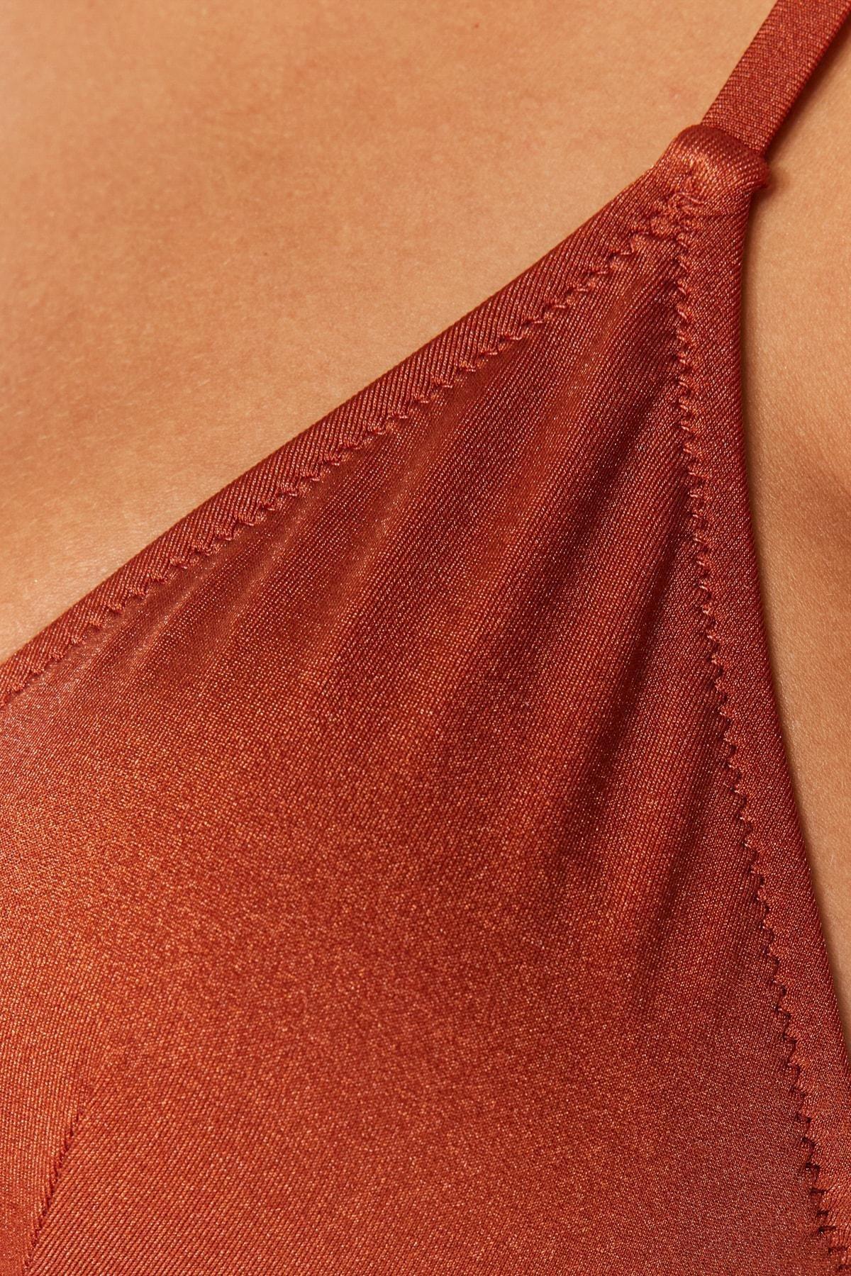 Brown Fitted Bikini Top, , large image number 4