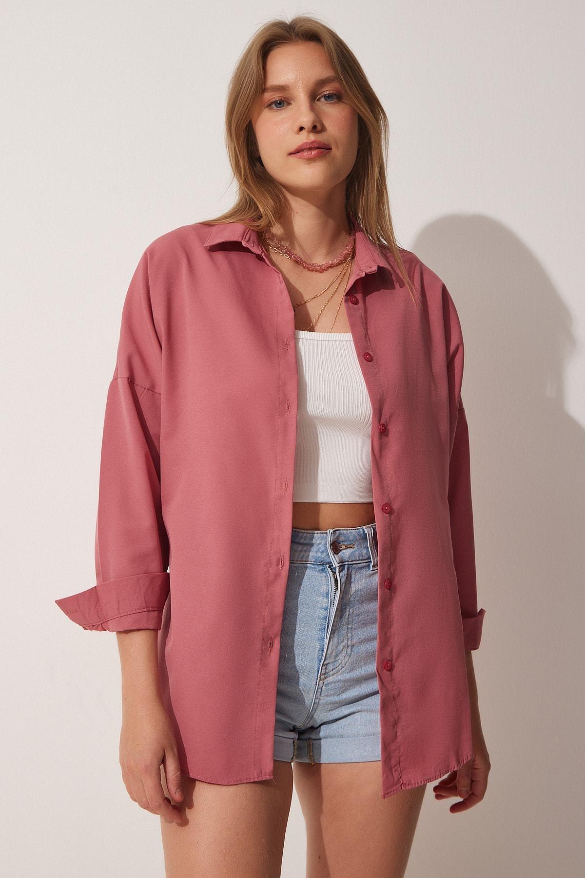 Pink Oversized Basic Shirt, , large image number 1