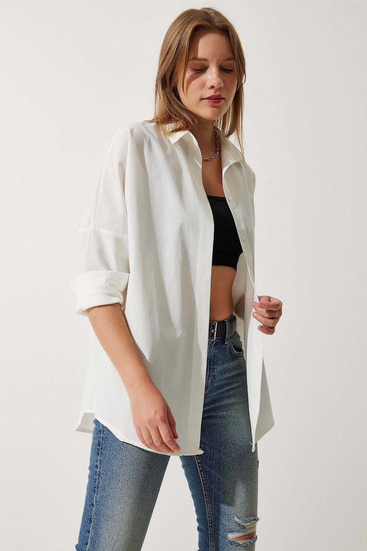 Ecru Oversized Basic Shirt, Ecru, large image number 2