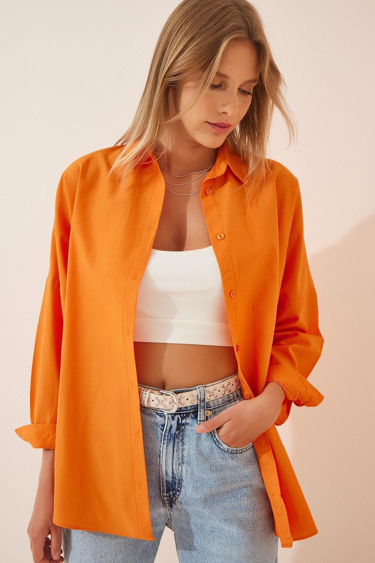 Orange Oversized Basic Shirt, , large image number 0