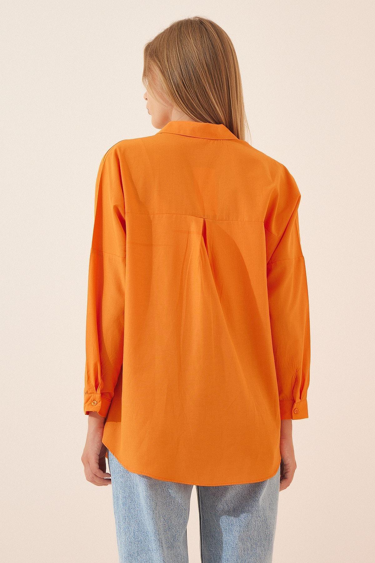 Orange Oversized Basic Shirt, , large image number 3