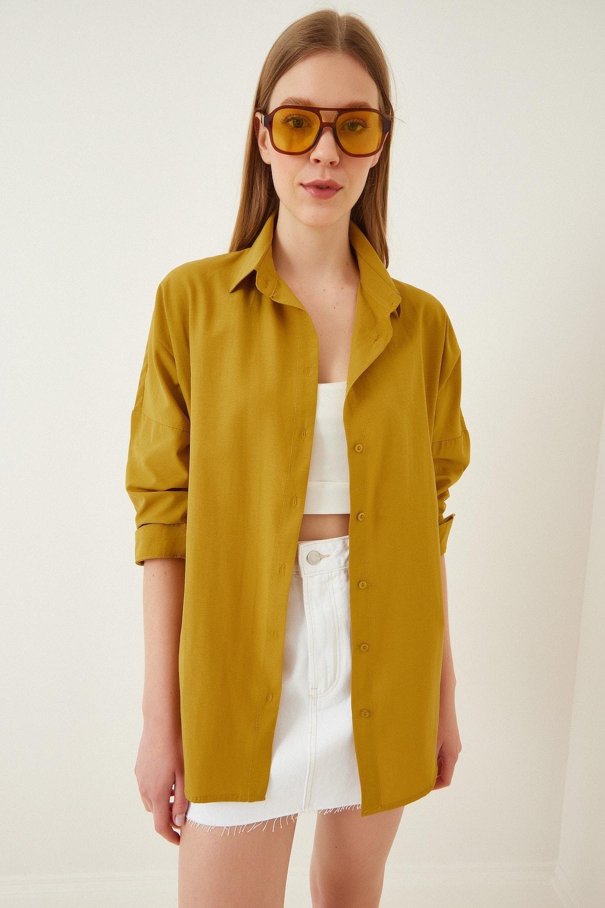 Yellow Oversized Basic Shirt, , large image number 2