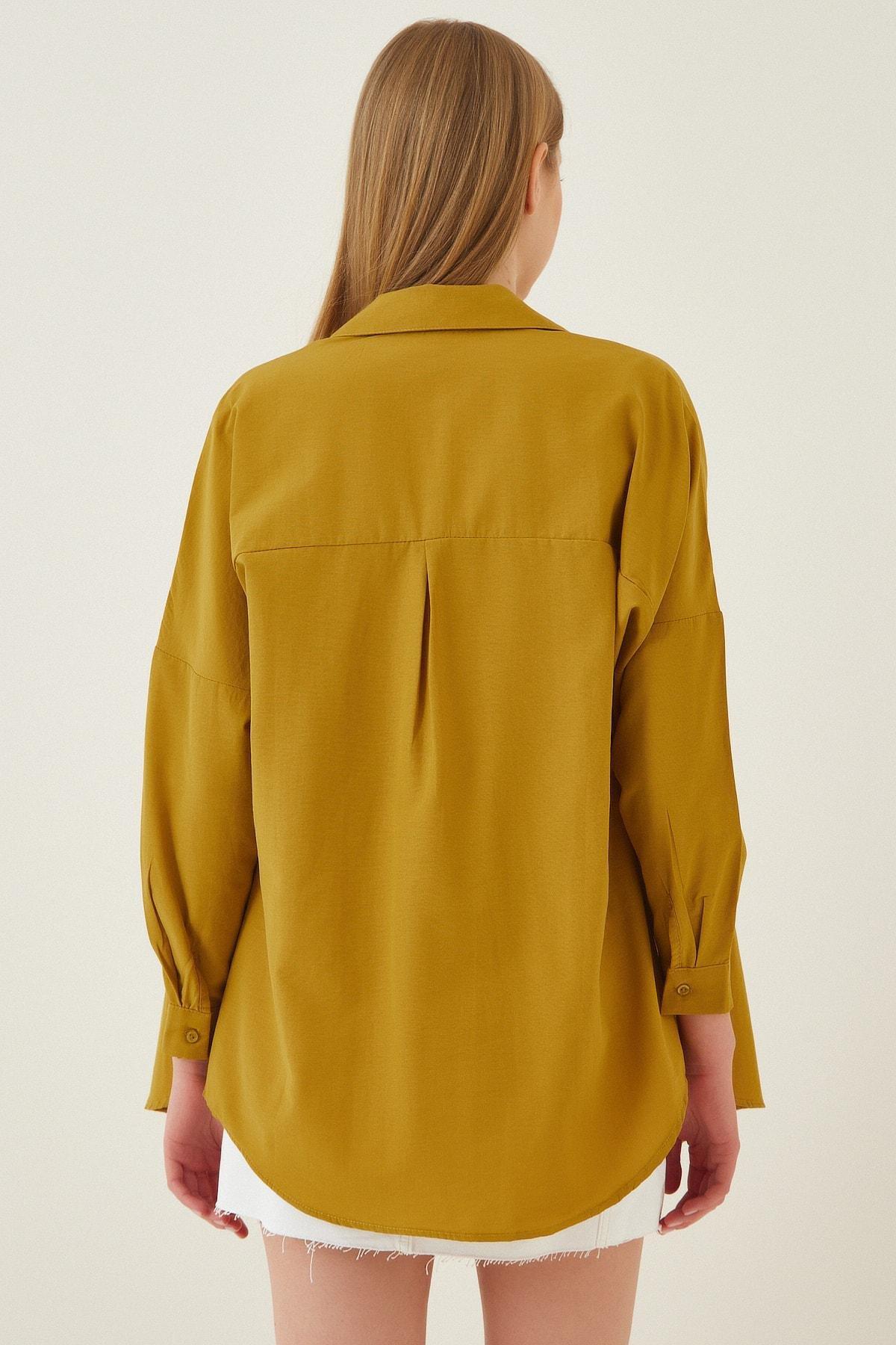 Yellow Oversized Basic Shirt, , large image number 4
