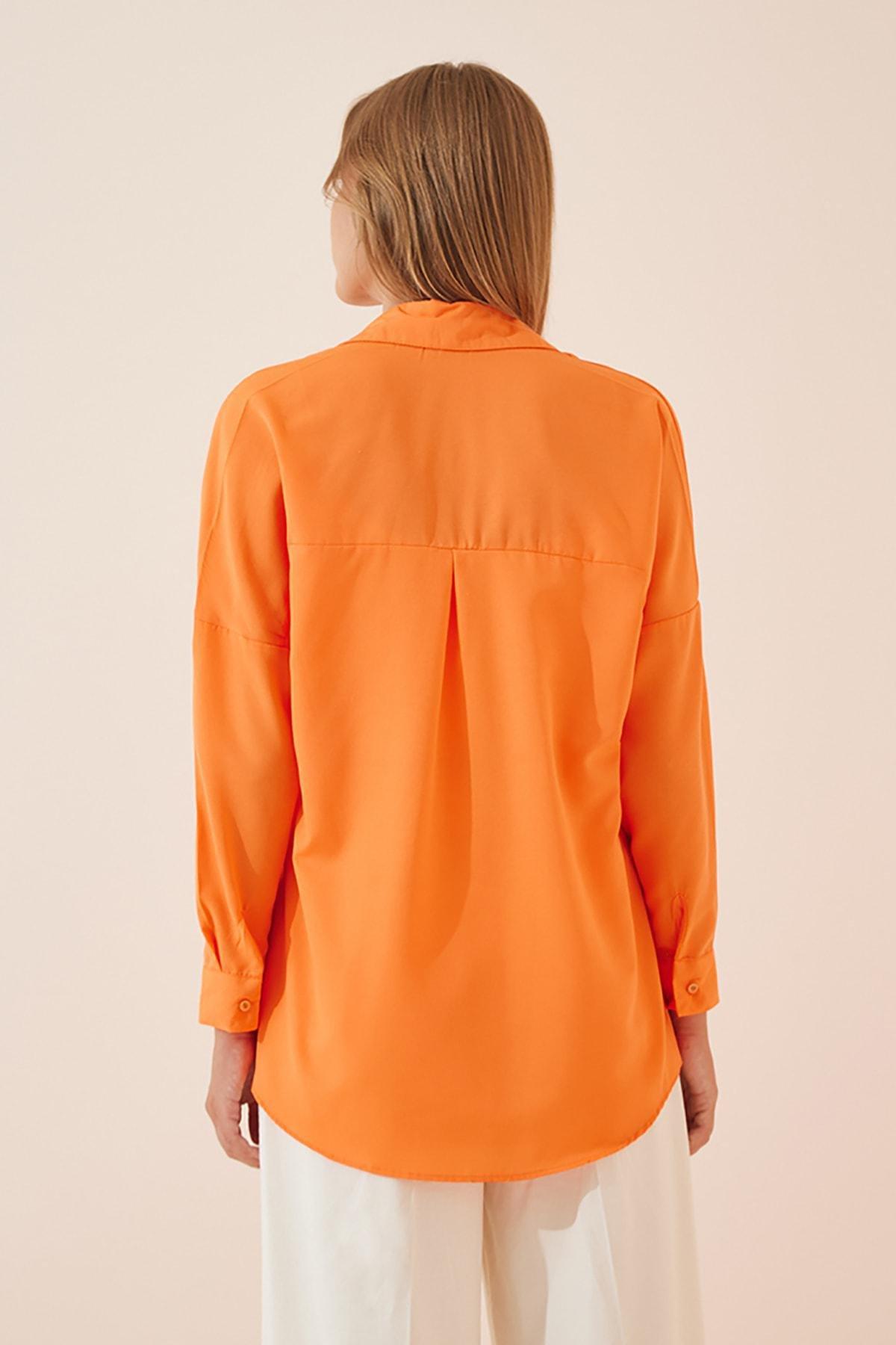 Orange Oversized Basic Shirt, , large image number 5