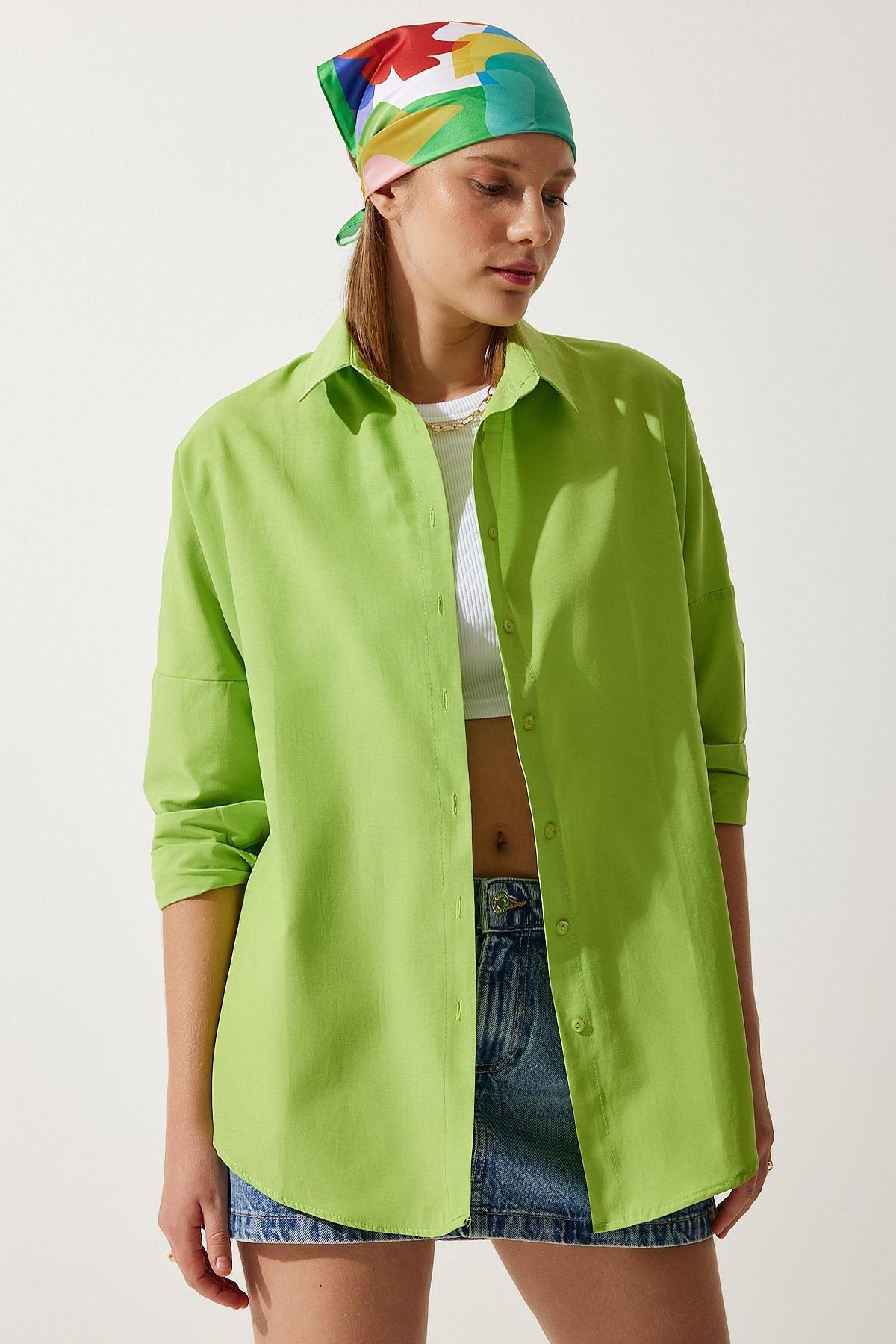 Green Oversized Basic Shirt, , large image number 2