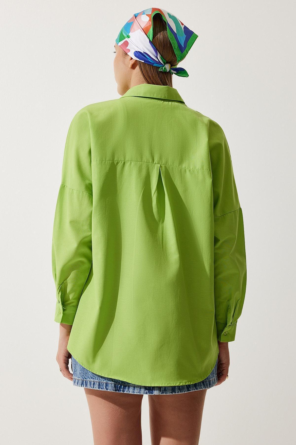 Green Oversized Basic Shirt, , large image number 4