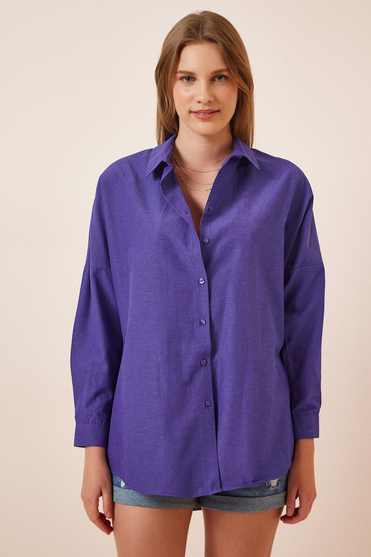 Purple Oversized Basic Shirt, , large image number 2
