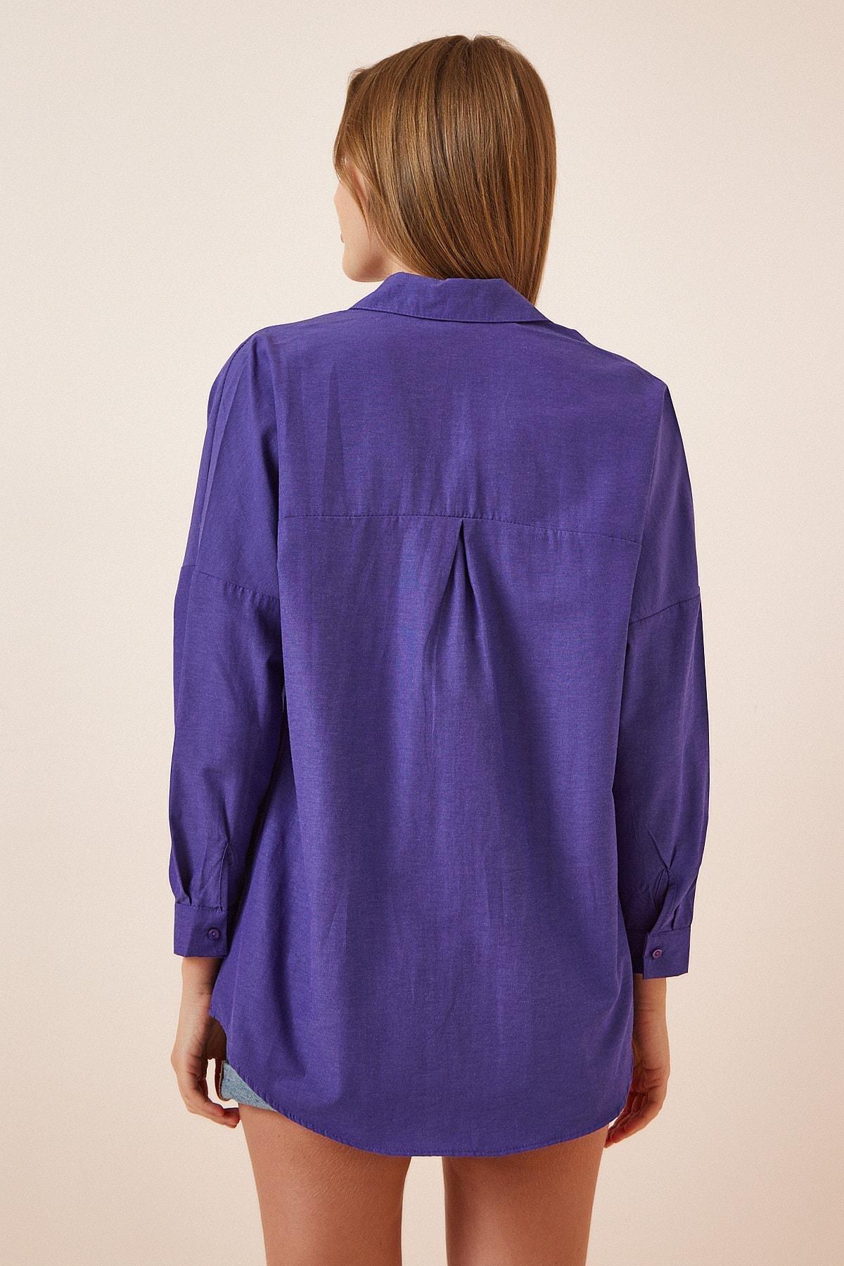Purple Oversized Basic Shirt, , large image number 3