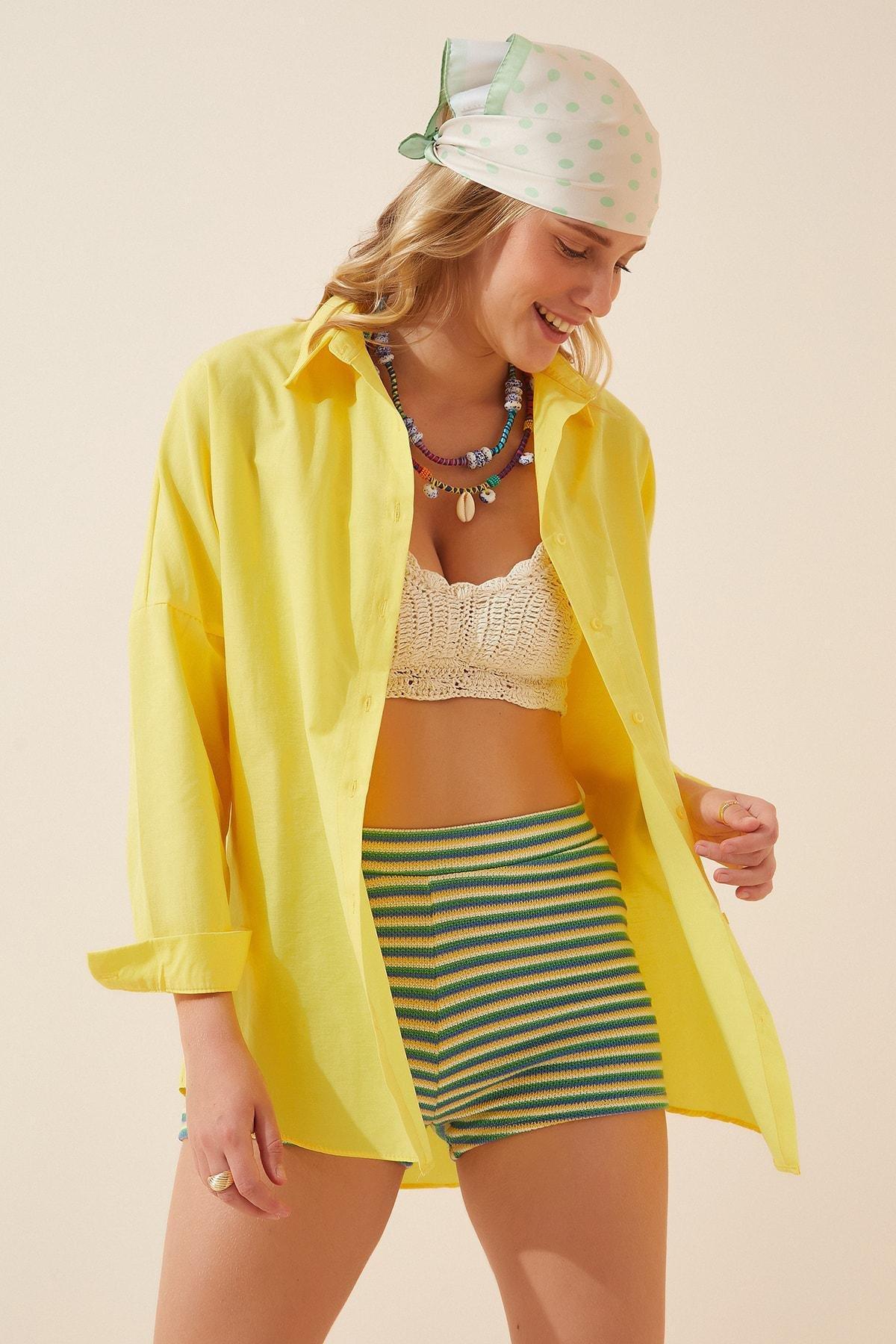 Yellow Oversized Basic Shirt, , large image number 2