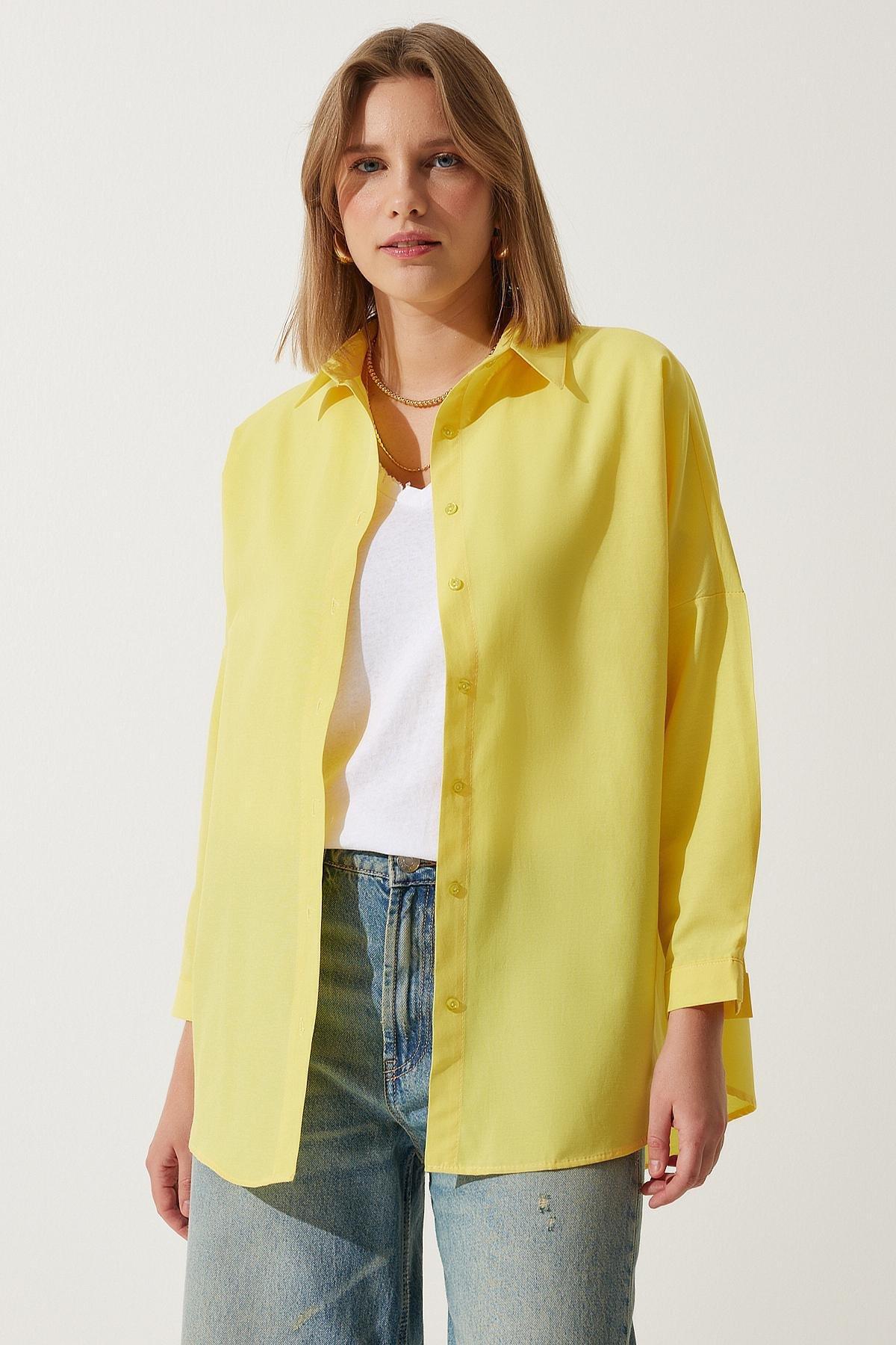 Yellow Oversized Basic Shirt, , large image number 3