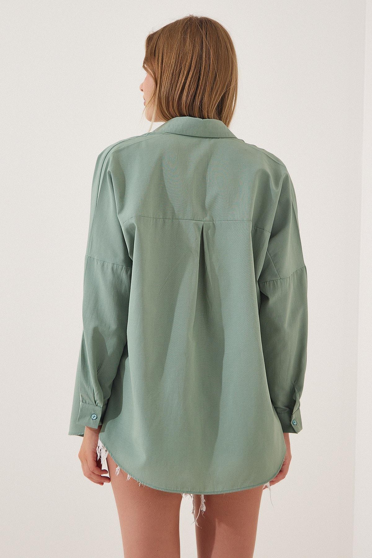 Green Oversized Basic Shirt, , large image number 2