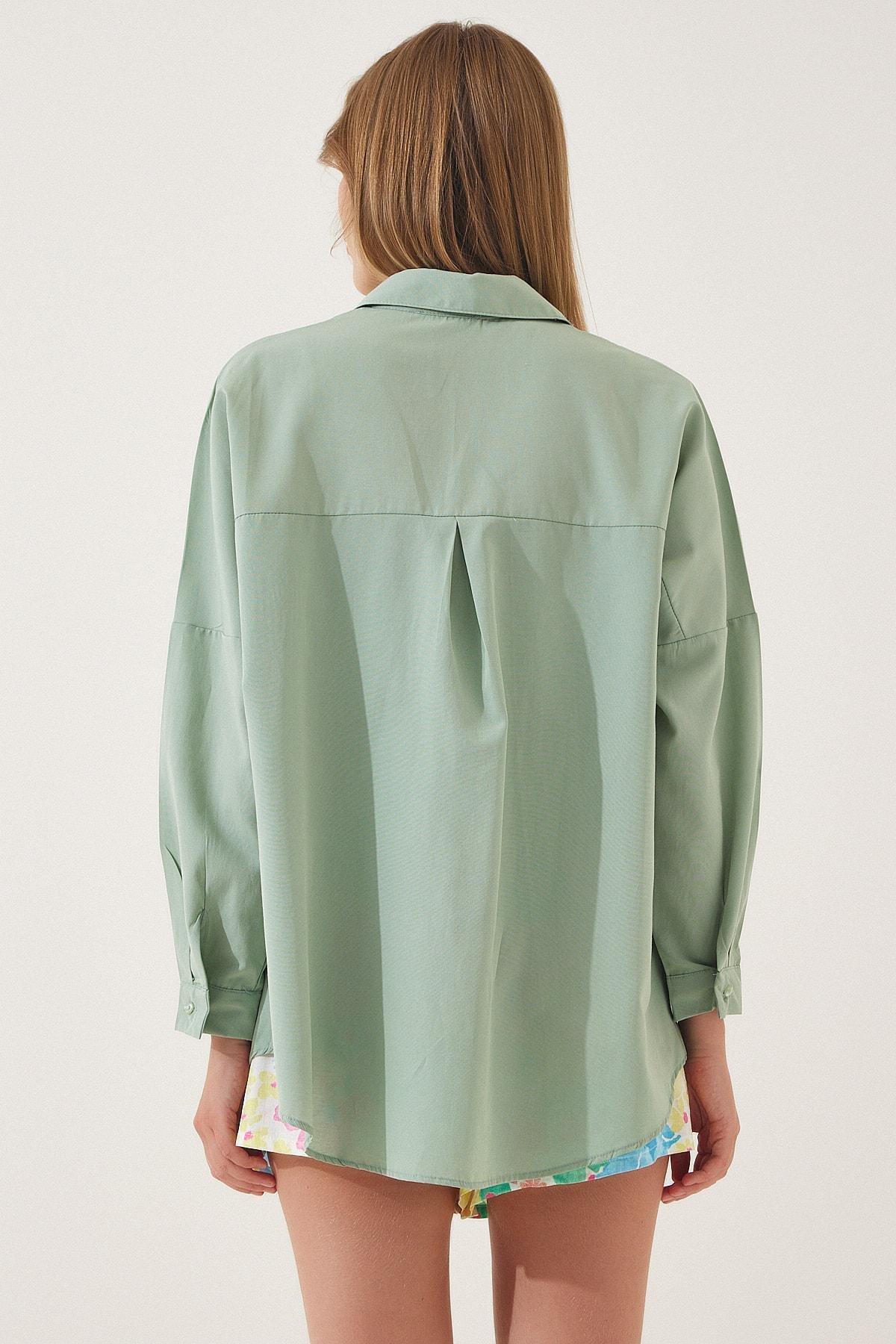 Green Oversized Basic Shirt, , large image number 3
