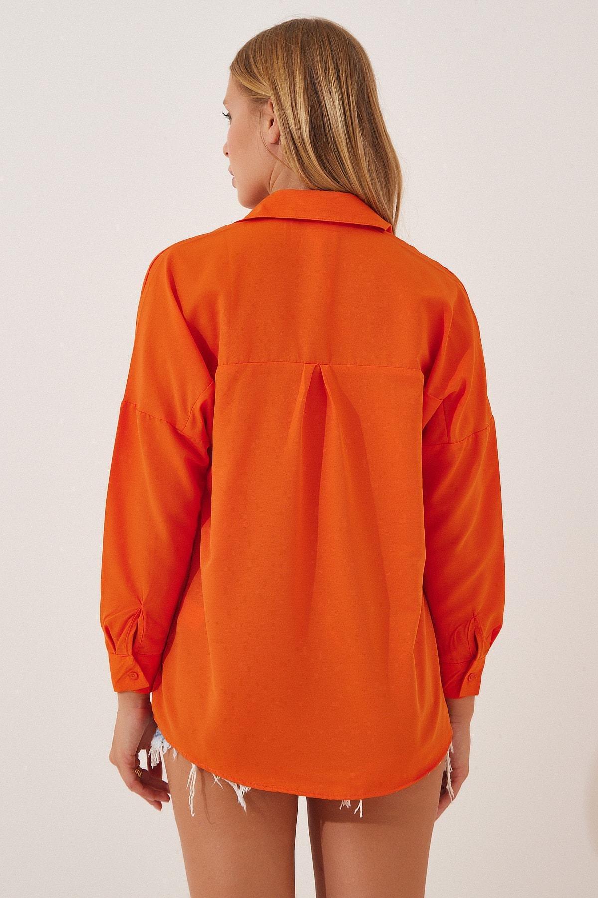 Orange Oversized Basic Shirt, , large image number 2