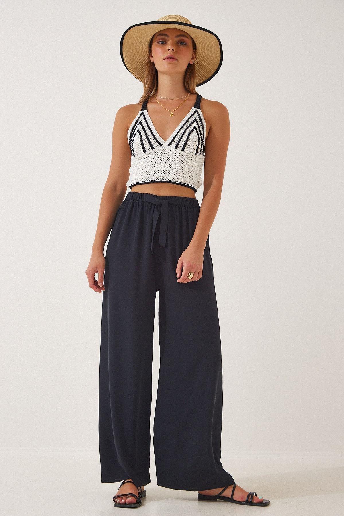Black Wide Leg Pants, , large image number 1