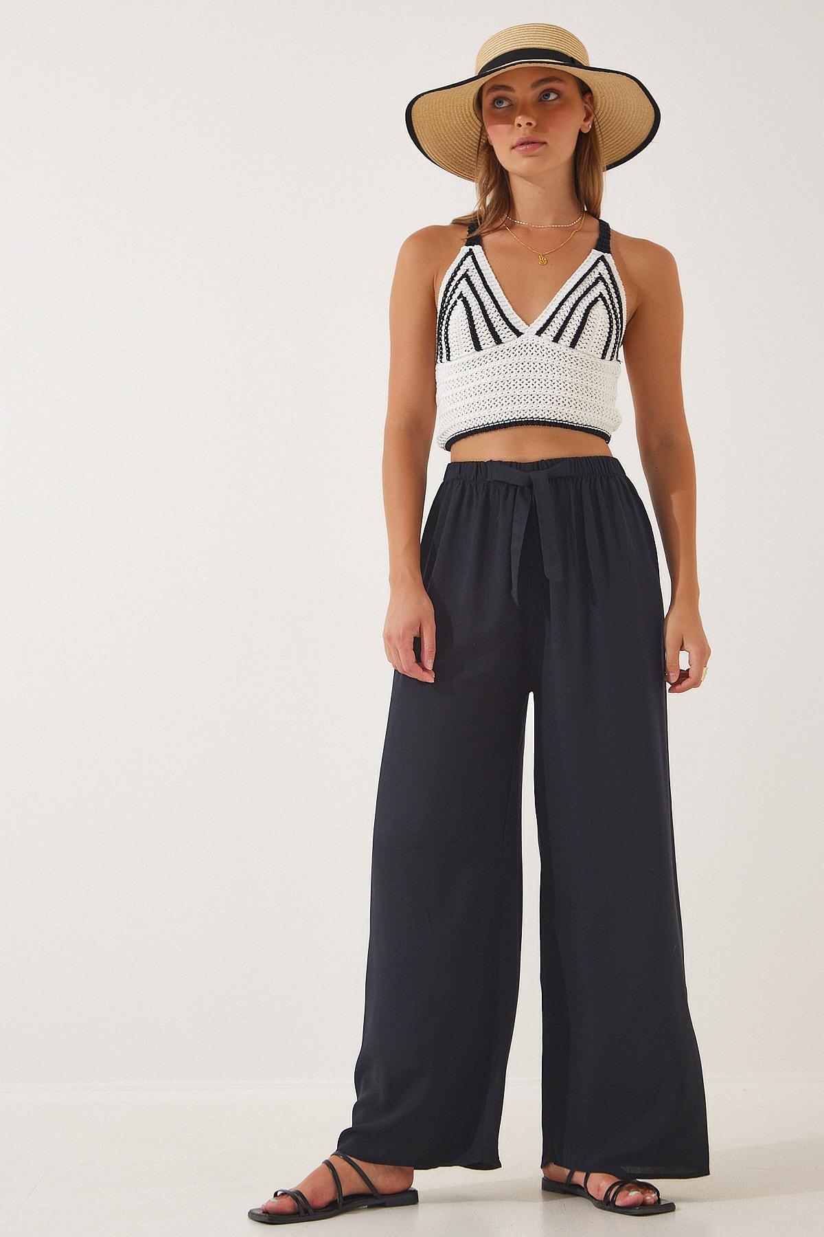 Black Wide Leg Pants, , large image number 2