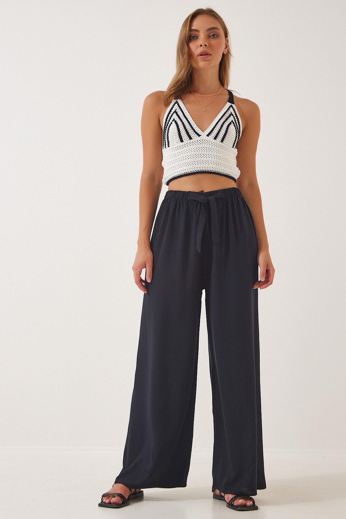Black Wide Leg Pants, , large image number 3