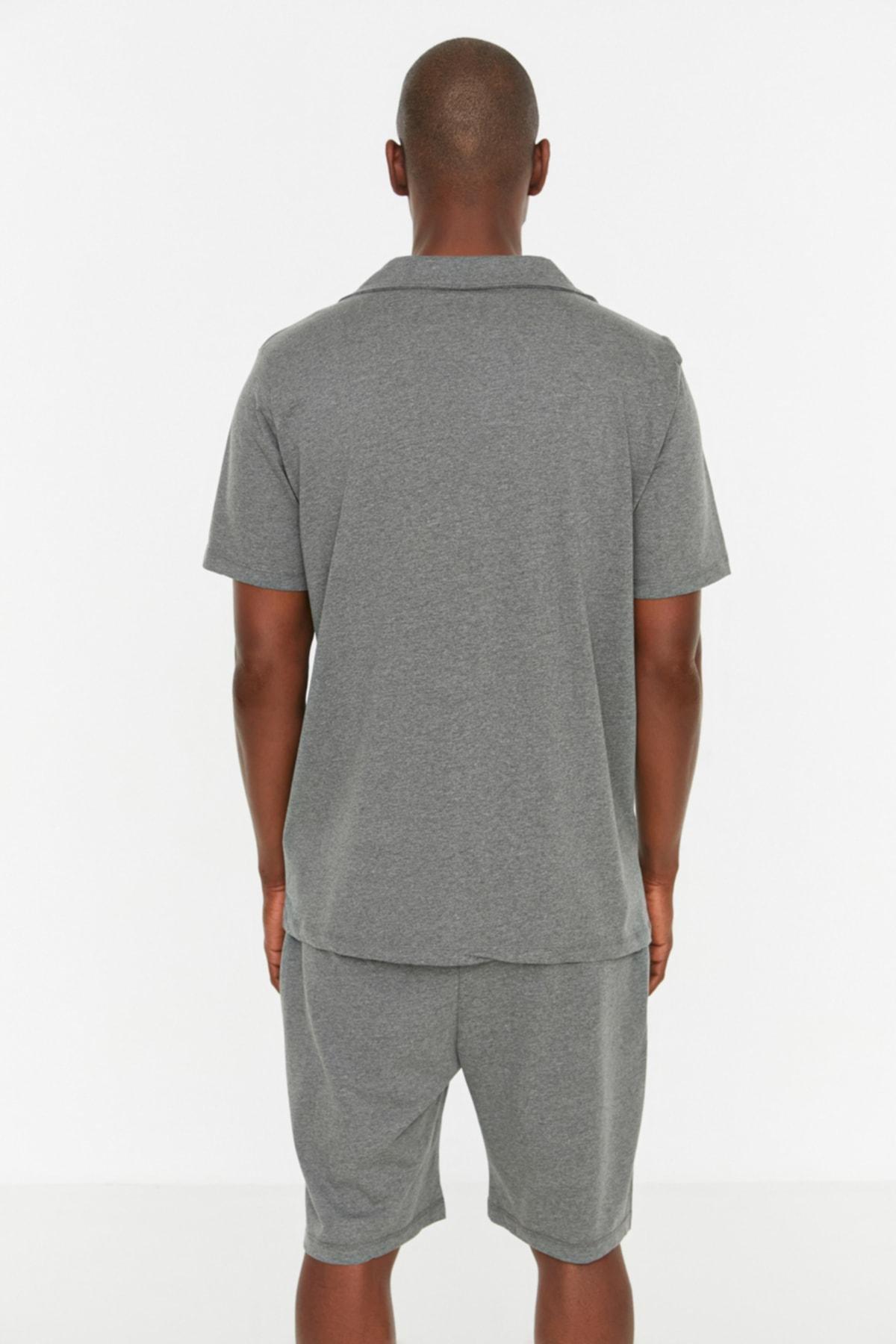 Grey Shirt And Knitted Pajamas Set, , large image number 4